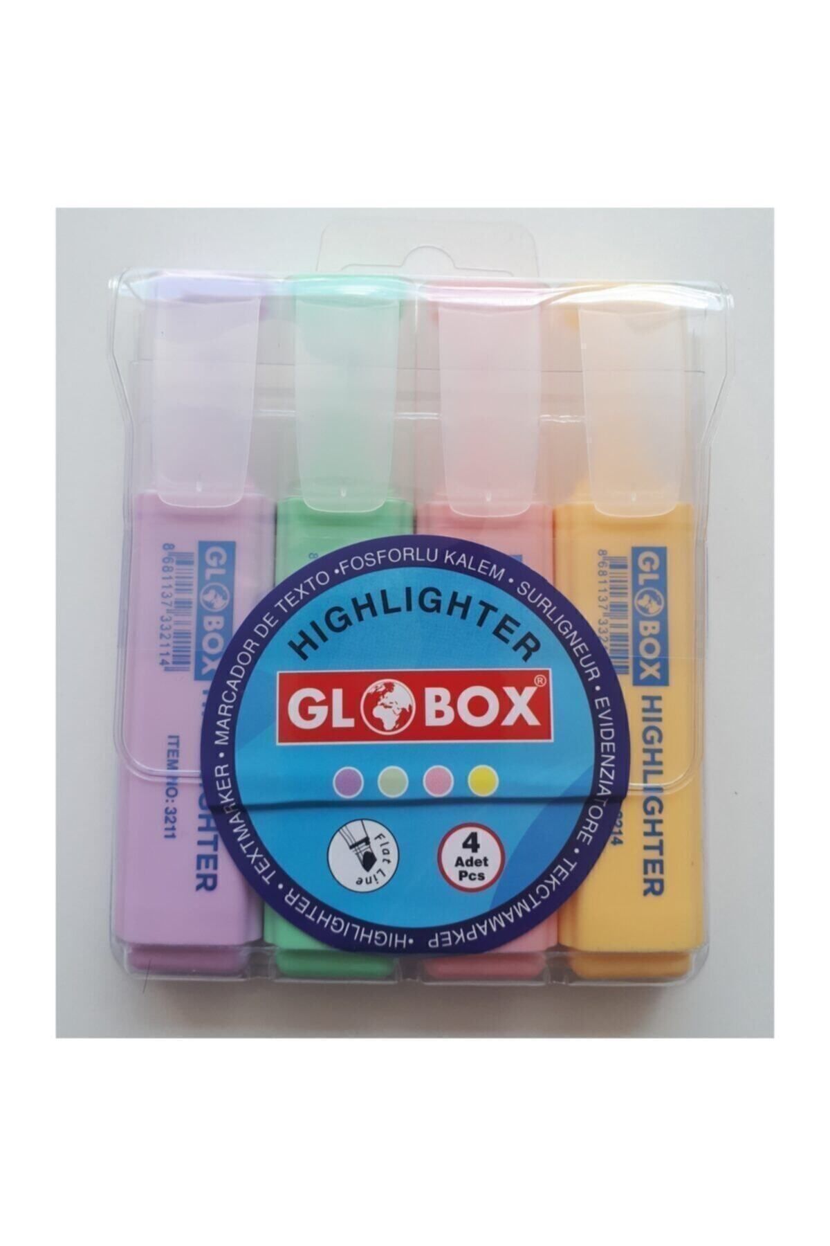Globox Fosforlu Kalem Pastel Renk 4.Lü