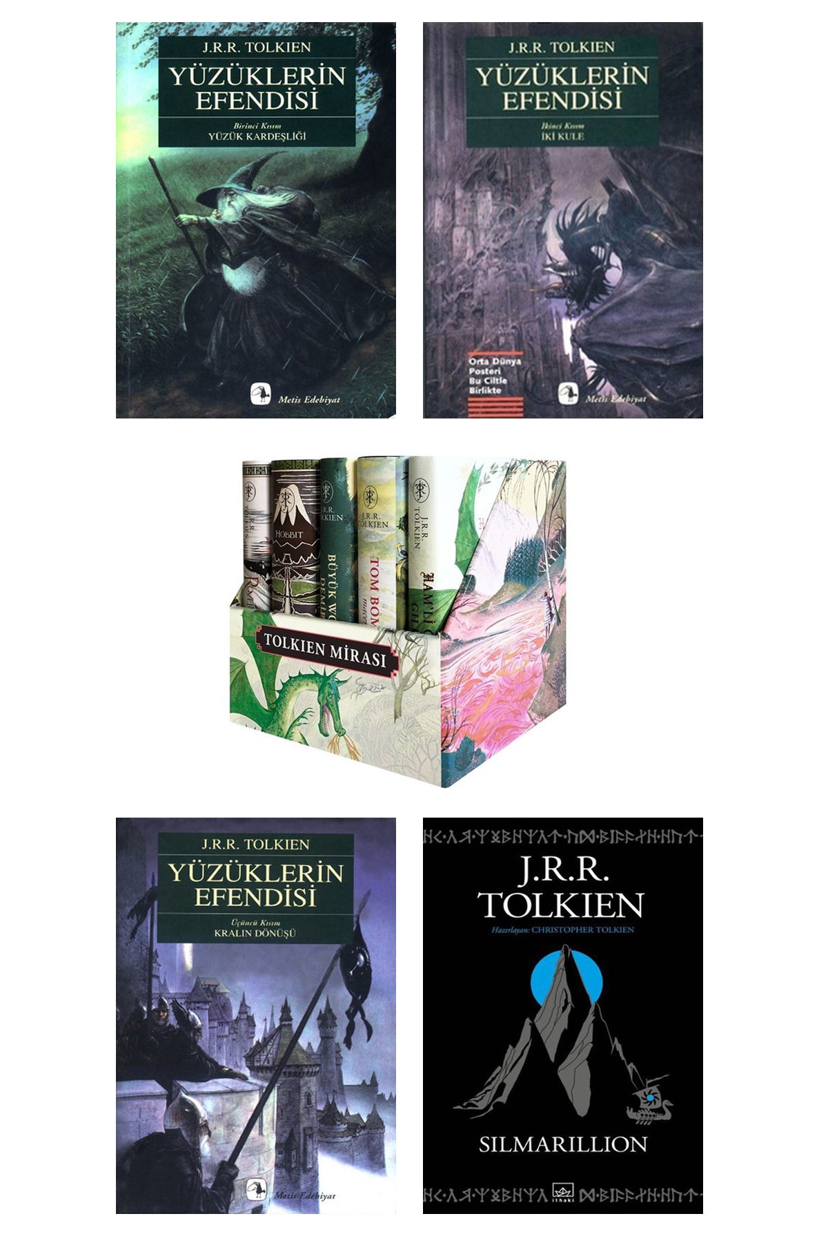 Metis Yayıncılık J.r.r. Tolkien Kitapları Seti Yüzüklerin Efendisi 1-2-3 Silmarillion Tolkien Mirası Kutulu Hobbit