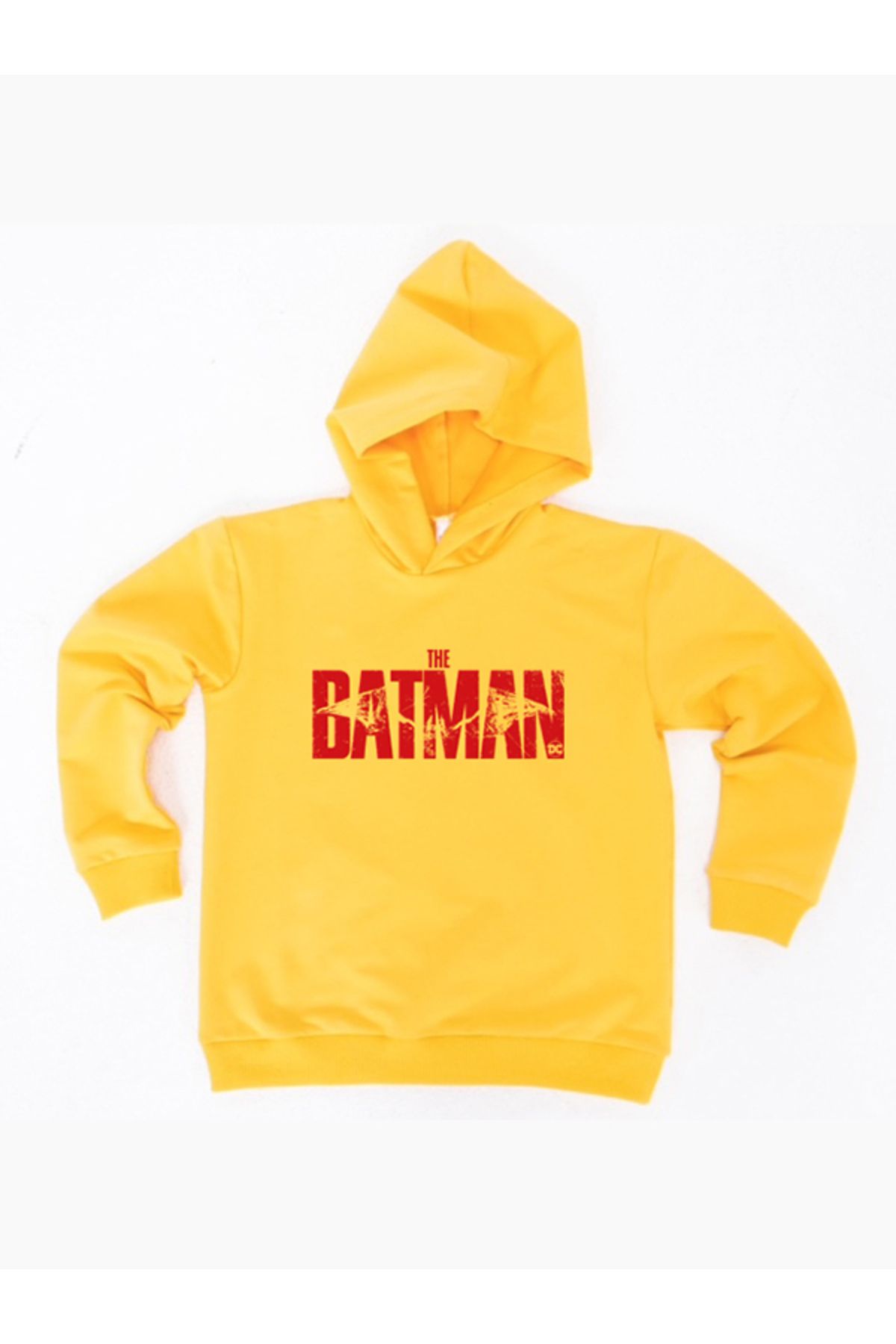 Batman baskılı kapüşonlu pamuklu kumaş çocuk sweatshirt