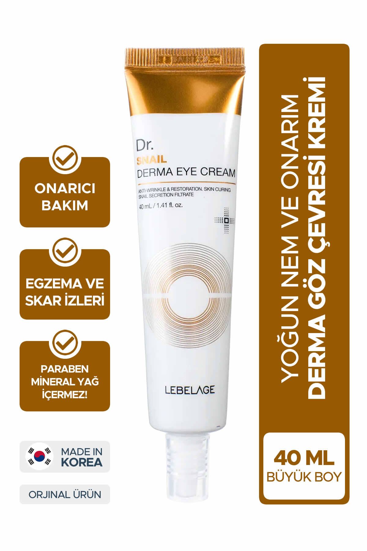 LEBELAGE Egzama Ve Kırışıklık Karşıtı Salyangoz Özlü Nemlendirici Göz Kremi Dr. Snail Derma Eye Cream 40 ml