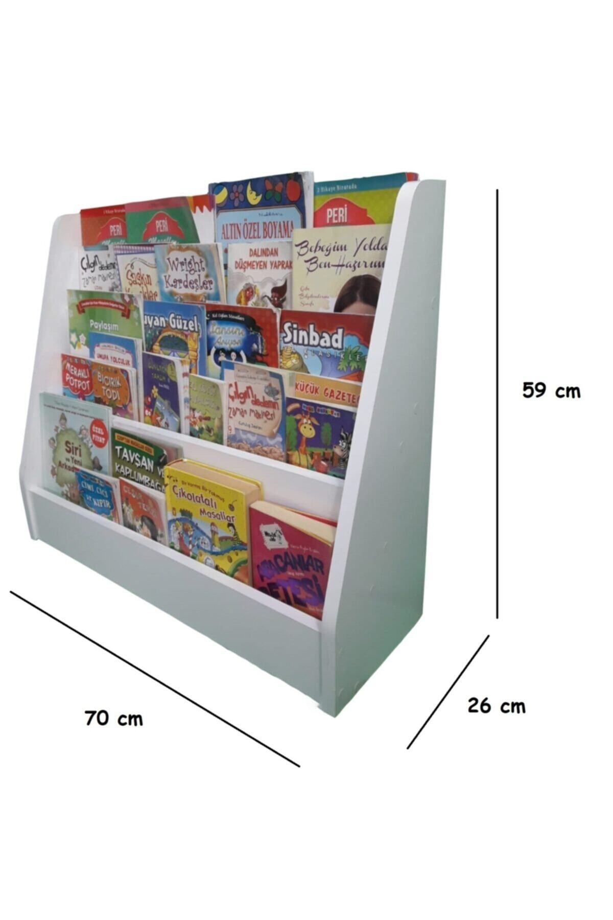 Mihenk Montessori Kitaplık Bebek Oyun Odası Kitaplık 3 Raflı M3