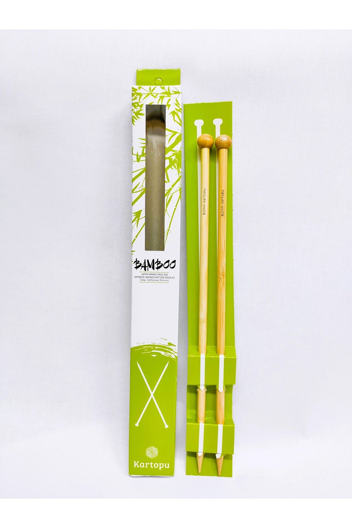 ATMACA TUHAFİYE Kartopu Japon Bambu Şiş 8 Numara Bamboo Ahşap Örgü Şişi