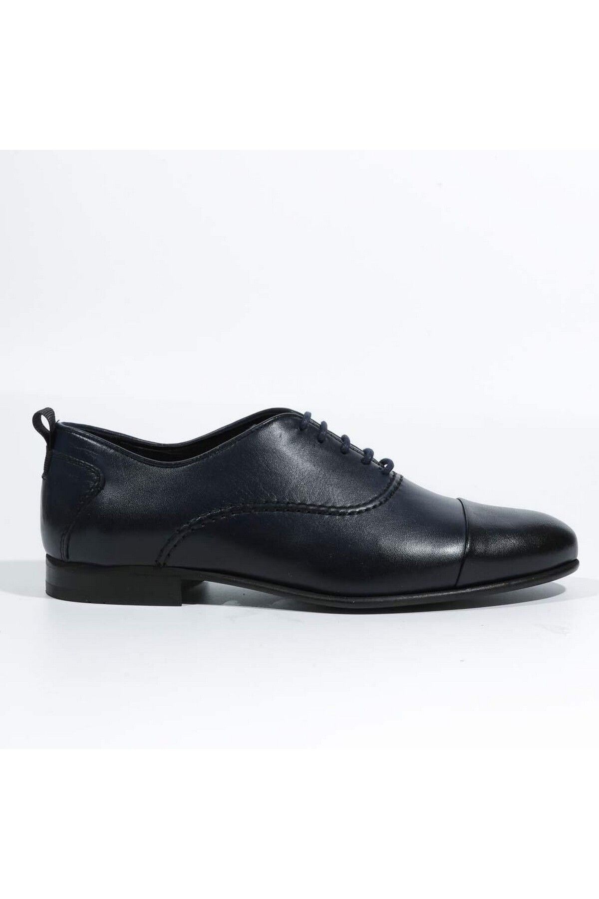 Tetri Gerçek Deri Erkek Lacivert Kundura - Erkek Lacivert Casual Ayakkabı - Damat Ayakkabısı - Antik Model
