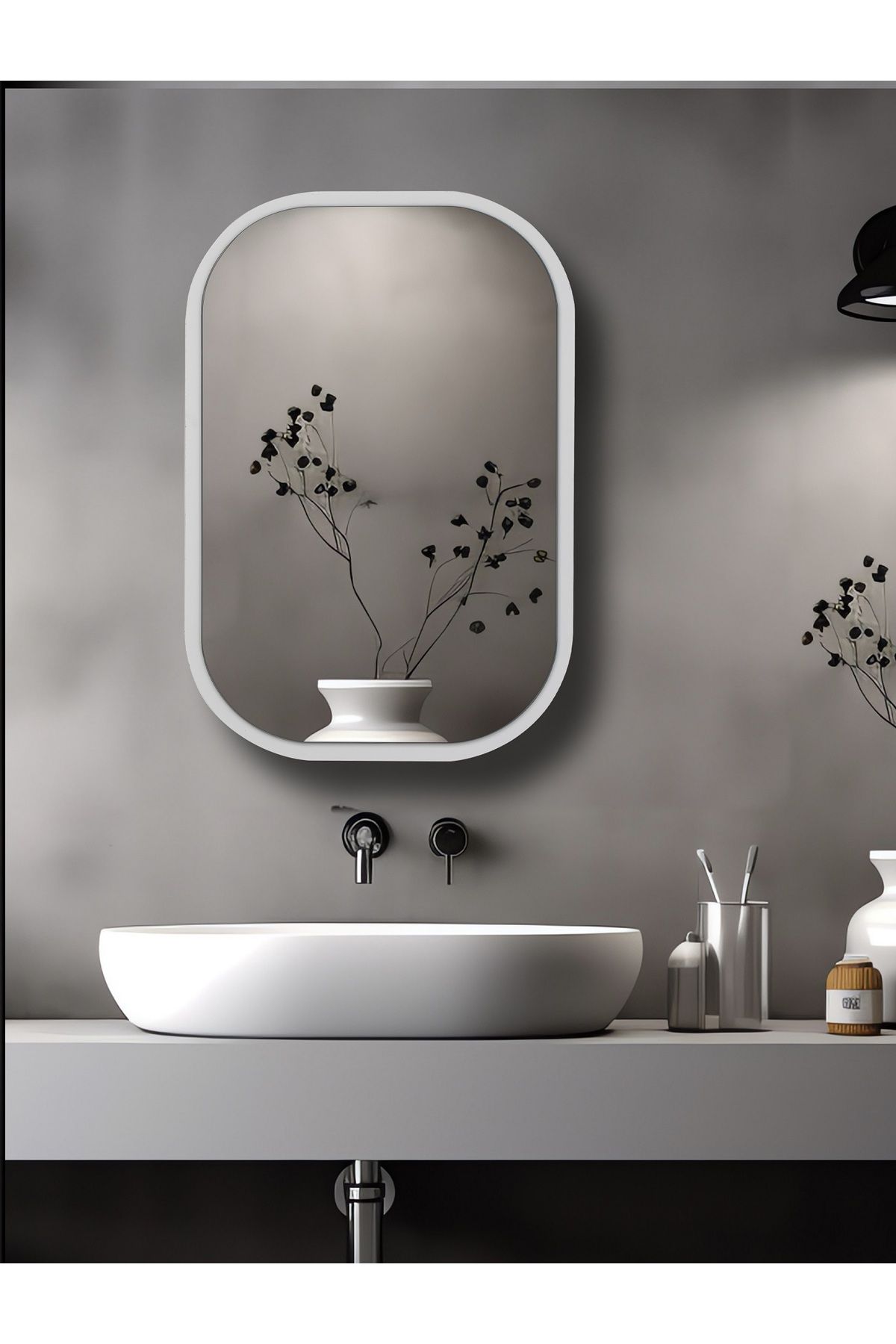 FLORADESİGN Side (BEYAZ) 45x60cm /banyo Dolabı Aynalı / Lavabo Üstü Dolap / Banyo Düzenleyici / Aynalı Dolap
