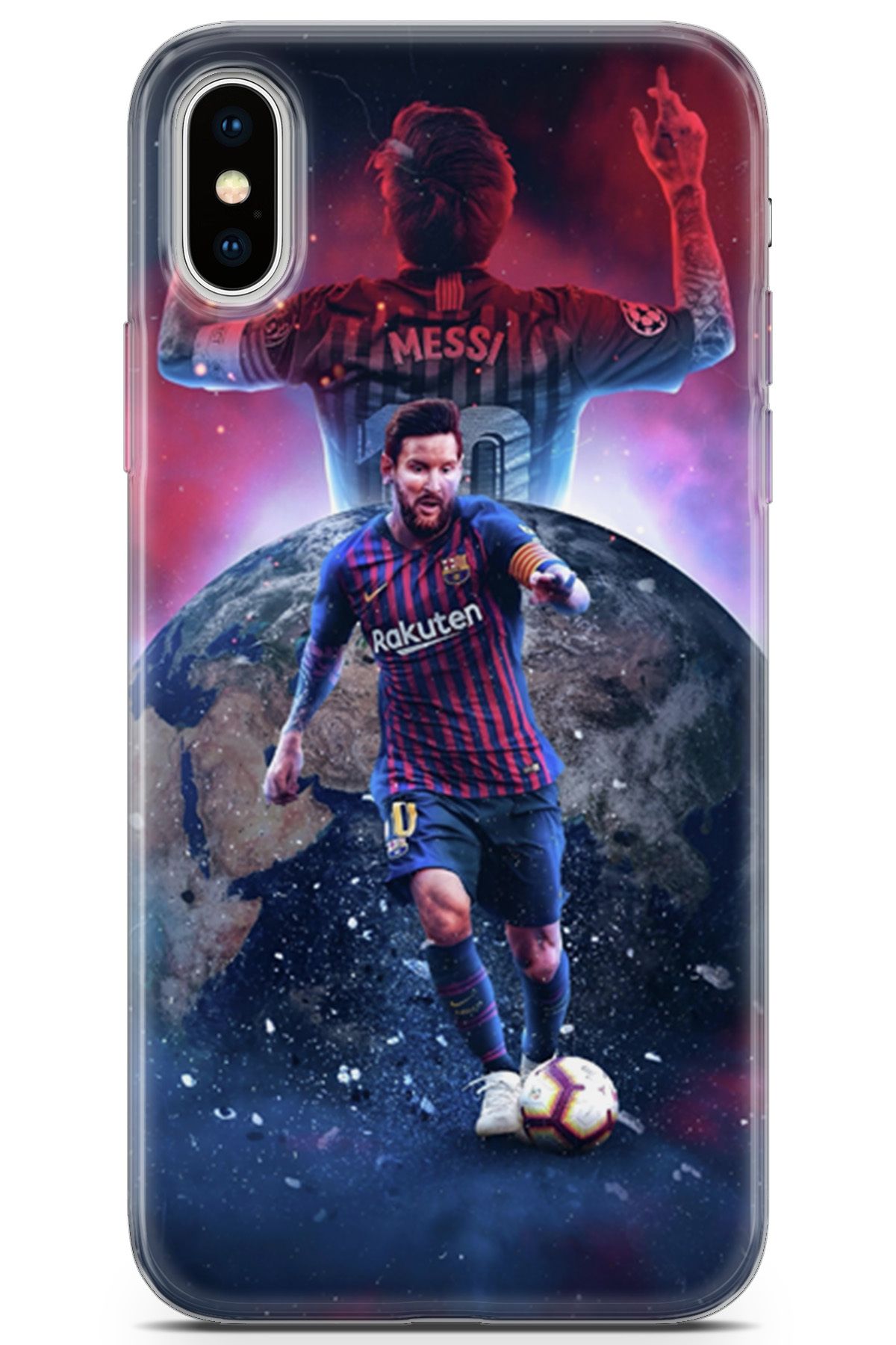 Lopard Apple iPhone X - XS Uyumlu Kılıf Milano 19 Lionel Messi Tam Koruma Kılıf Kırmızı