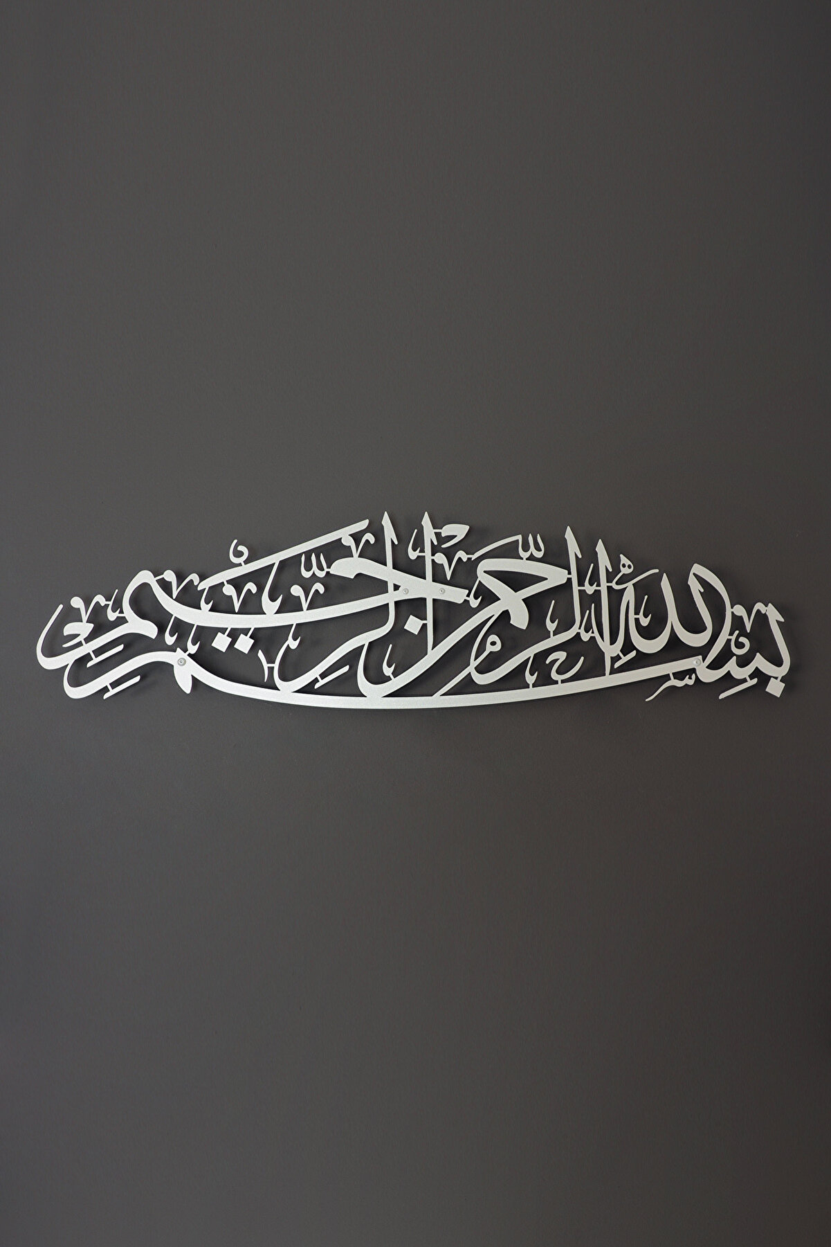 Wall Art İstanbul Besmele Yazılı Metal Islami Duvar Tablosu Gümüş