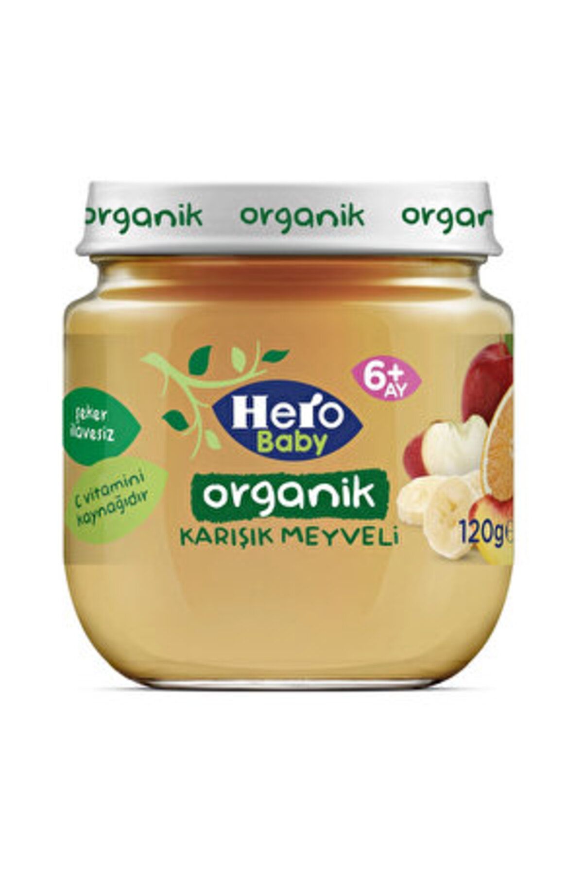 Hero Organik Karışık Meyveli Kavanoz Mama 120 gr ( 5 ADET )