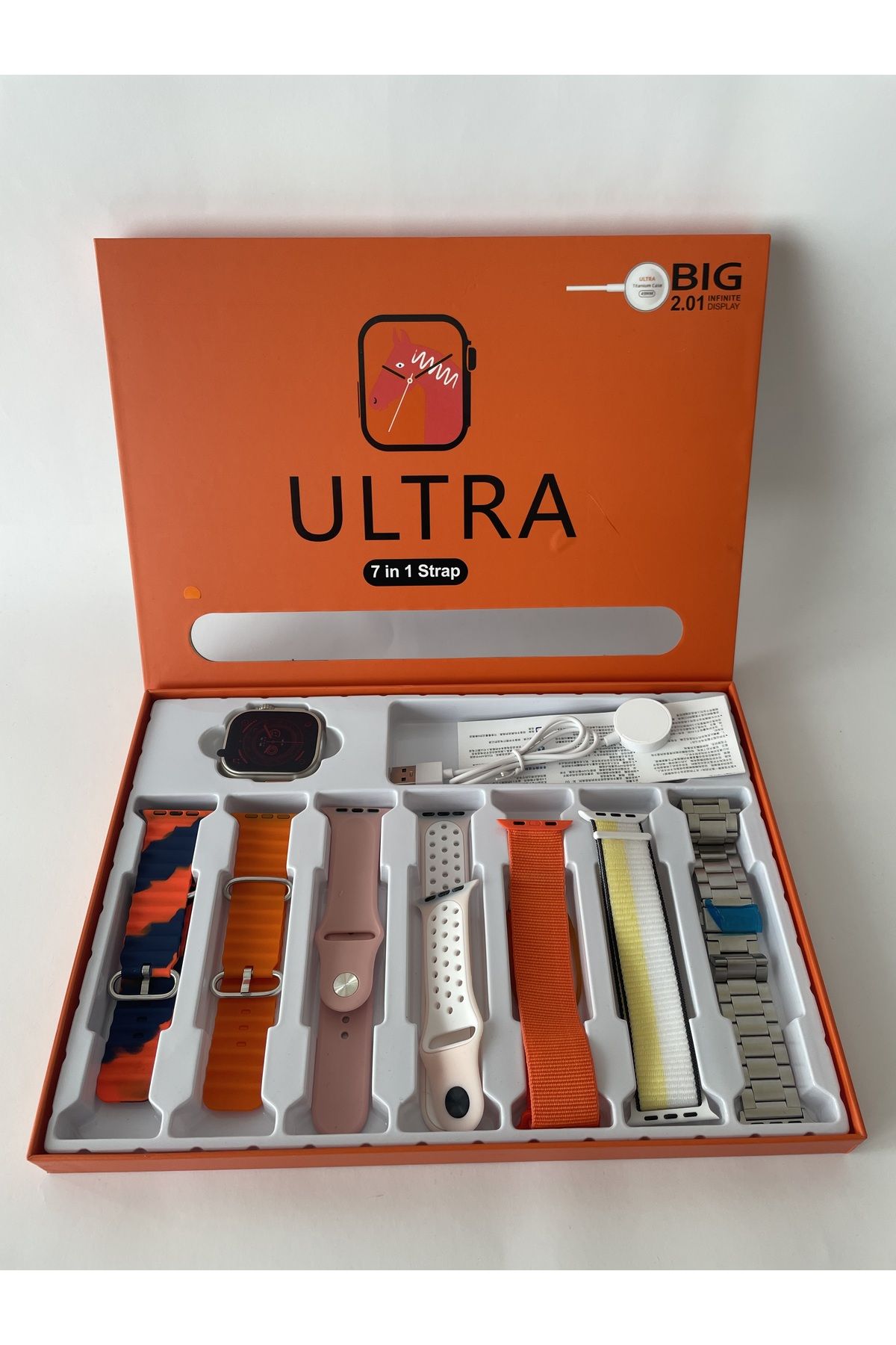 TekizTeknoloji Watch Ultra 7 Kordonlu 49mm Watch 8 Ultra Akıllı Saat Hediye Paketi