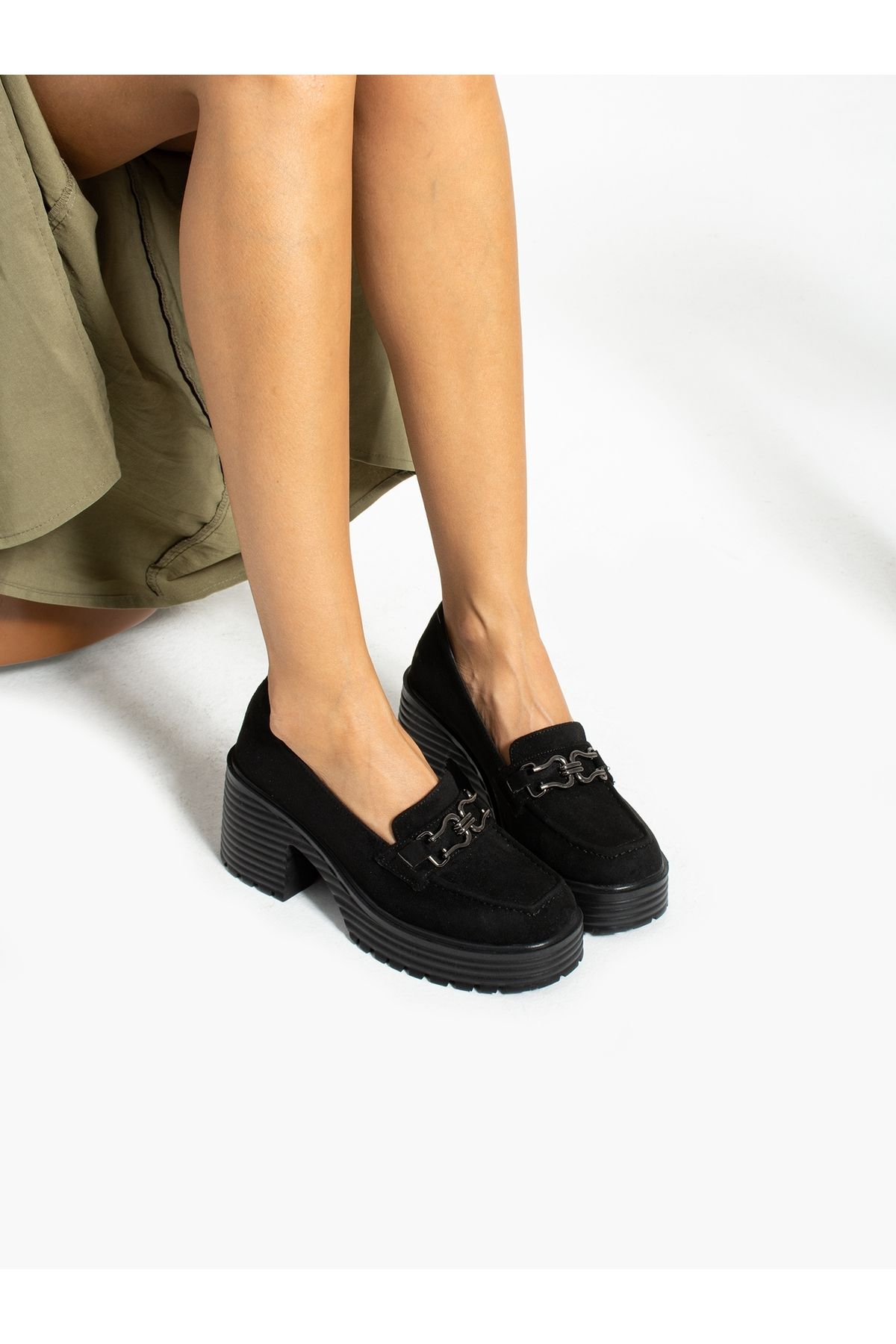 Alemdar Shoes Siyah Süet Toka Detay Kadın Loafer