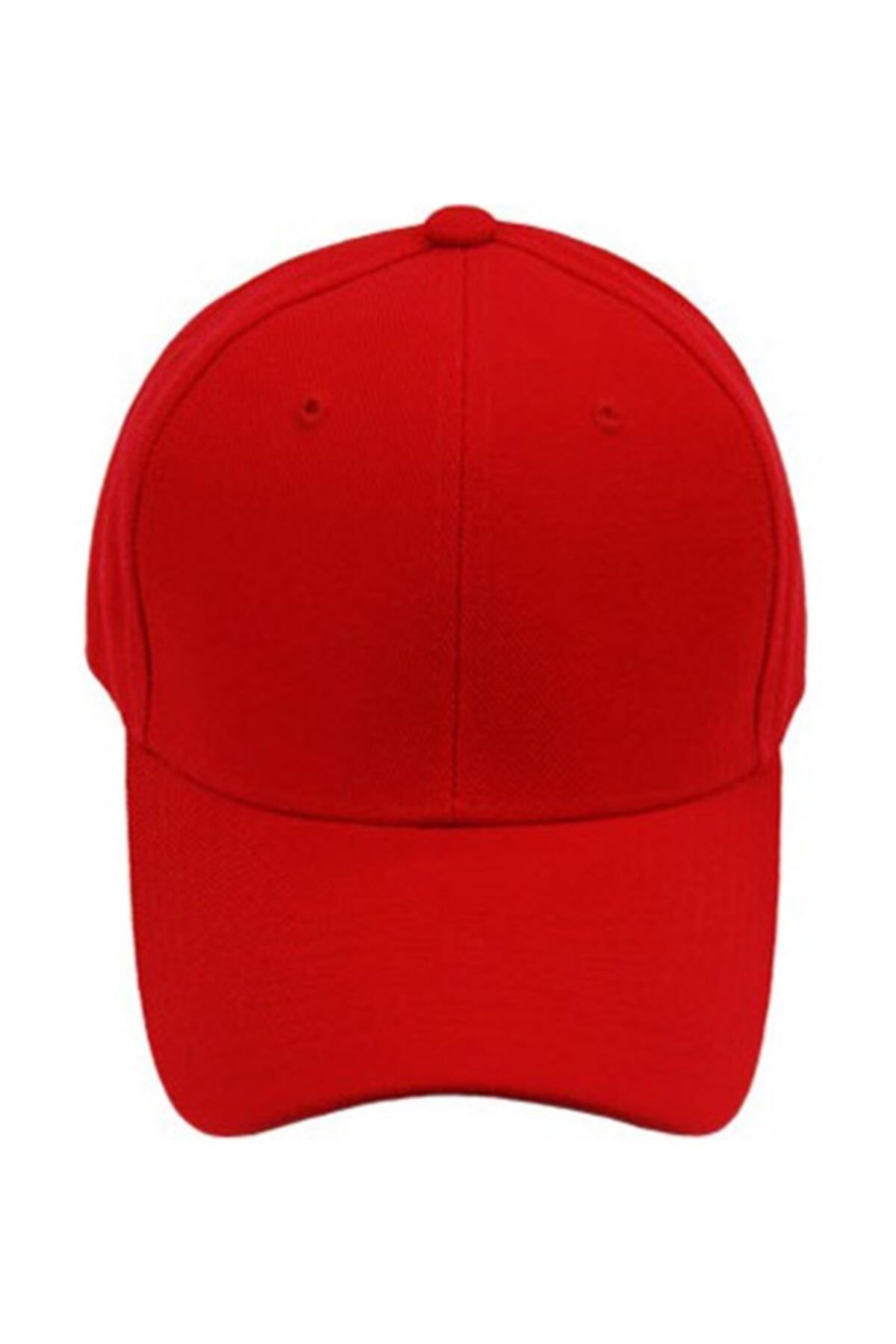 İşnar Unisex Kırmızı Spor Düz Baseball Şapka