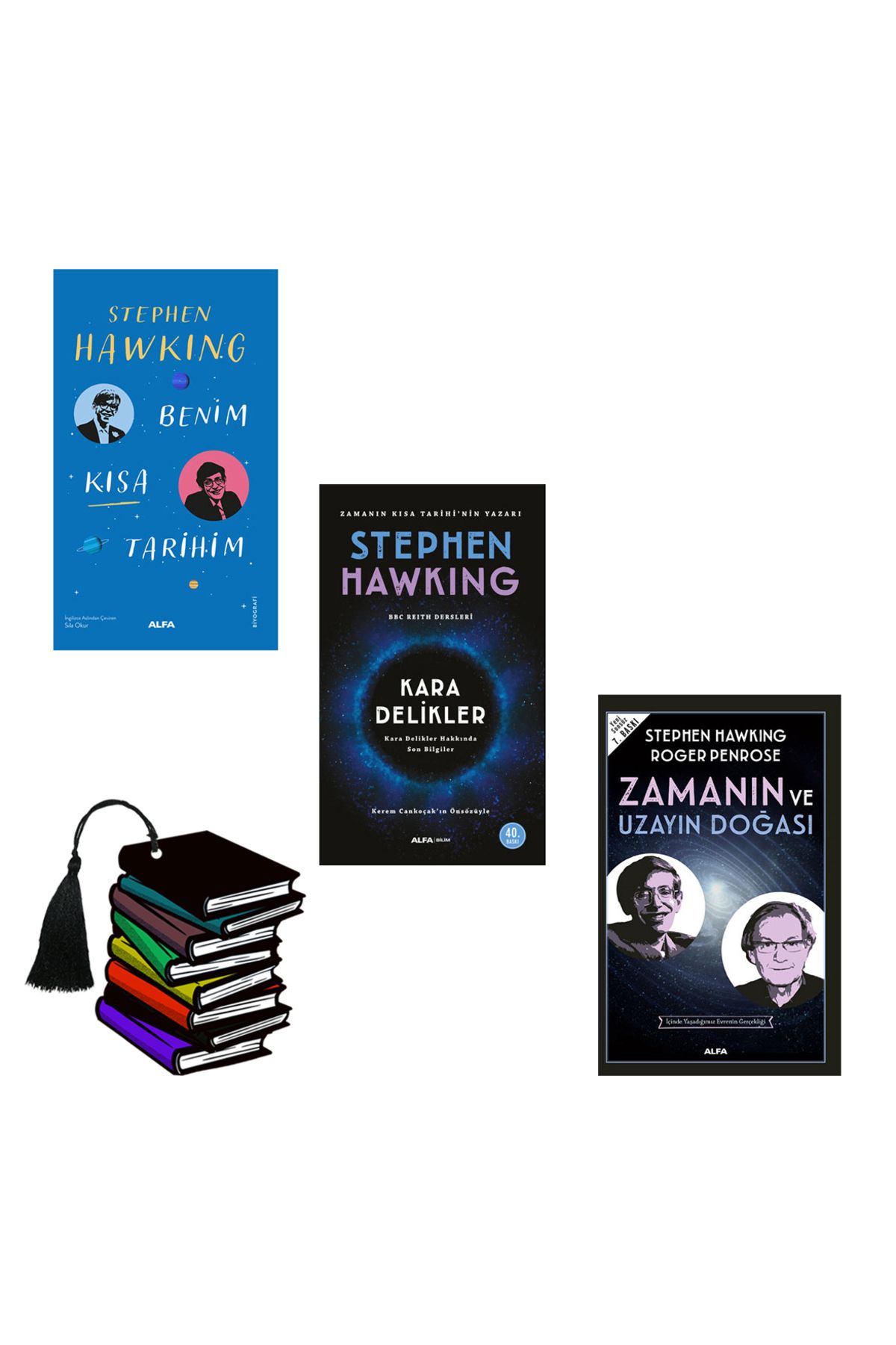 Alfa Yayınları Stephen Hawking - Benim Kısa Tarihim - Kara Delikler - Zamanın ve Uzayın Doğası -yrtlmaz ayraçhediye