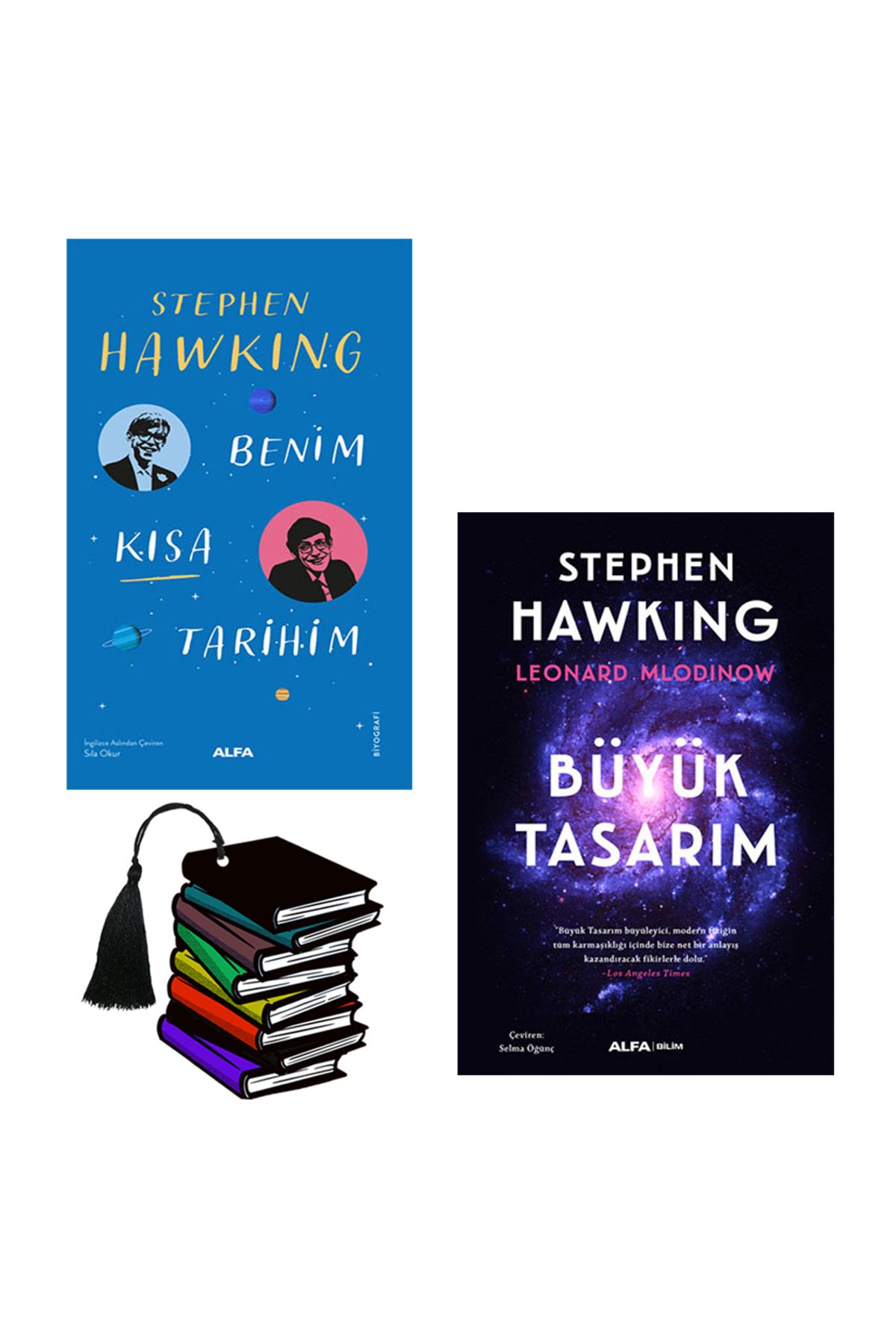 Alfa Yayınları Stephen Hawking - Benim Kısa Tarihim - Büyük Tasarım -2kitap yırtılmaz ayraç hediye