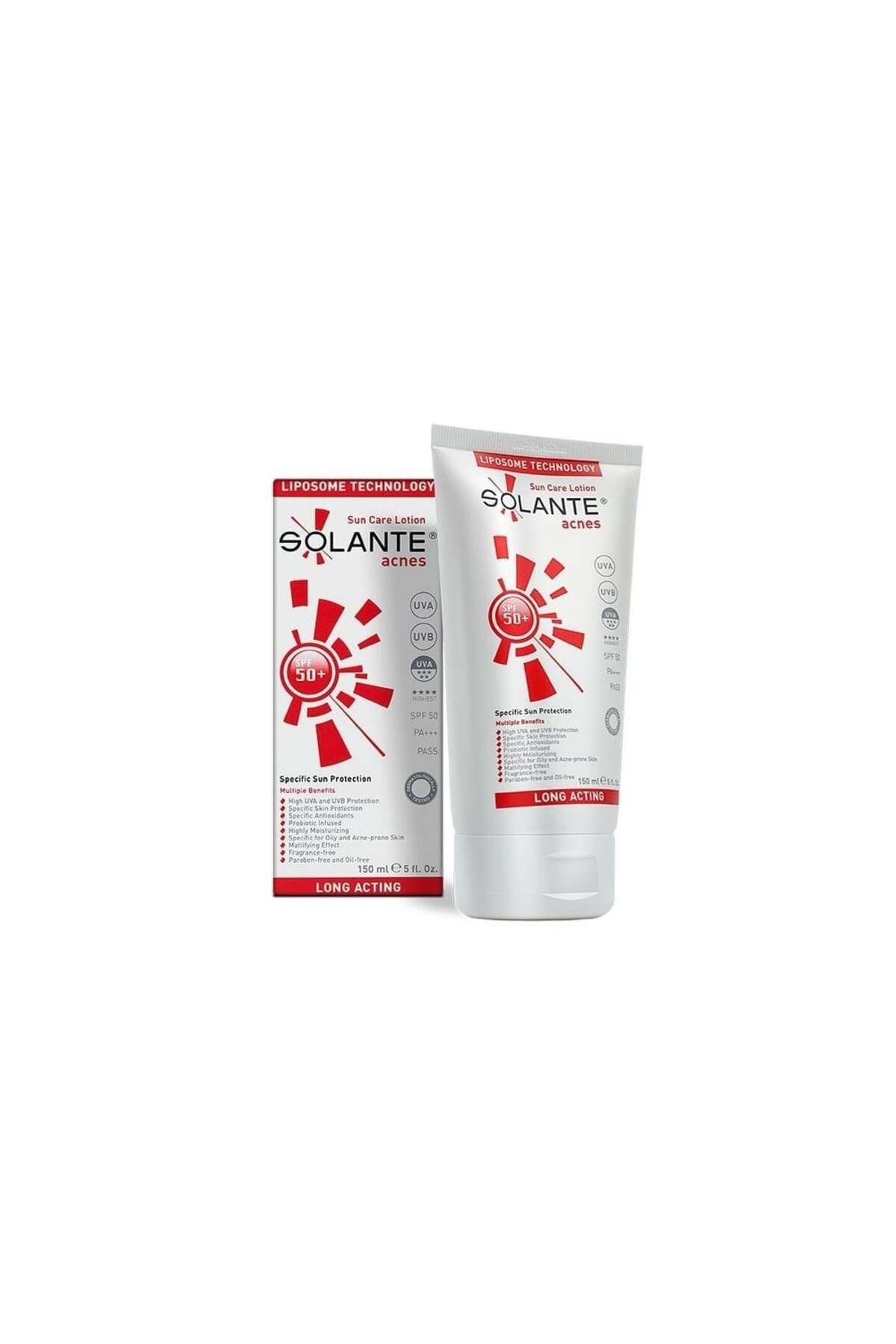 Solante Unisex Acnes Sun Care Lotion Spf 50  ve 150 ml Akne Önleyici Güneş Losyonu