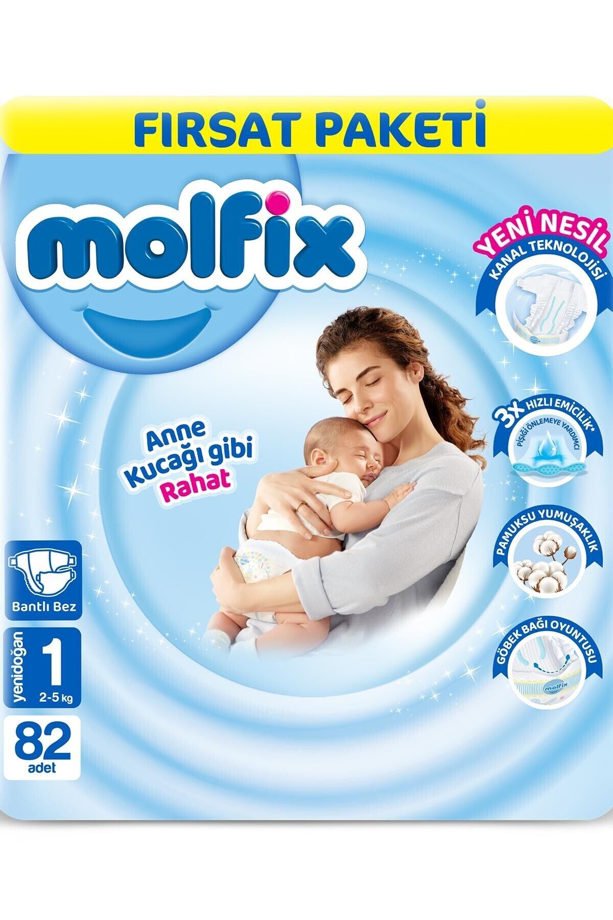 Molfix 3D Yenidoğan Fırsat Paketi 82'li Bebek Bezi