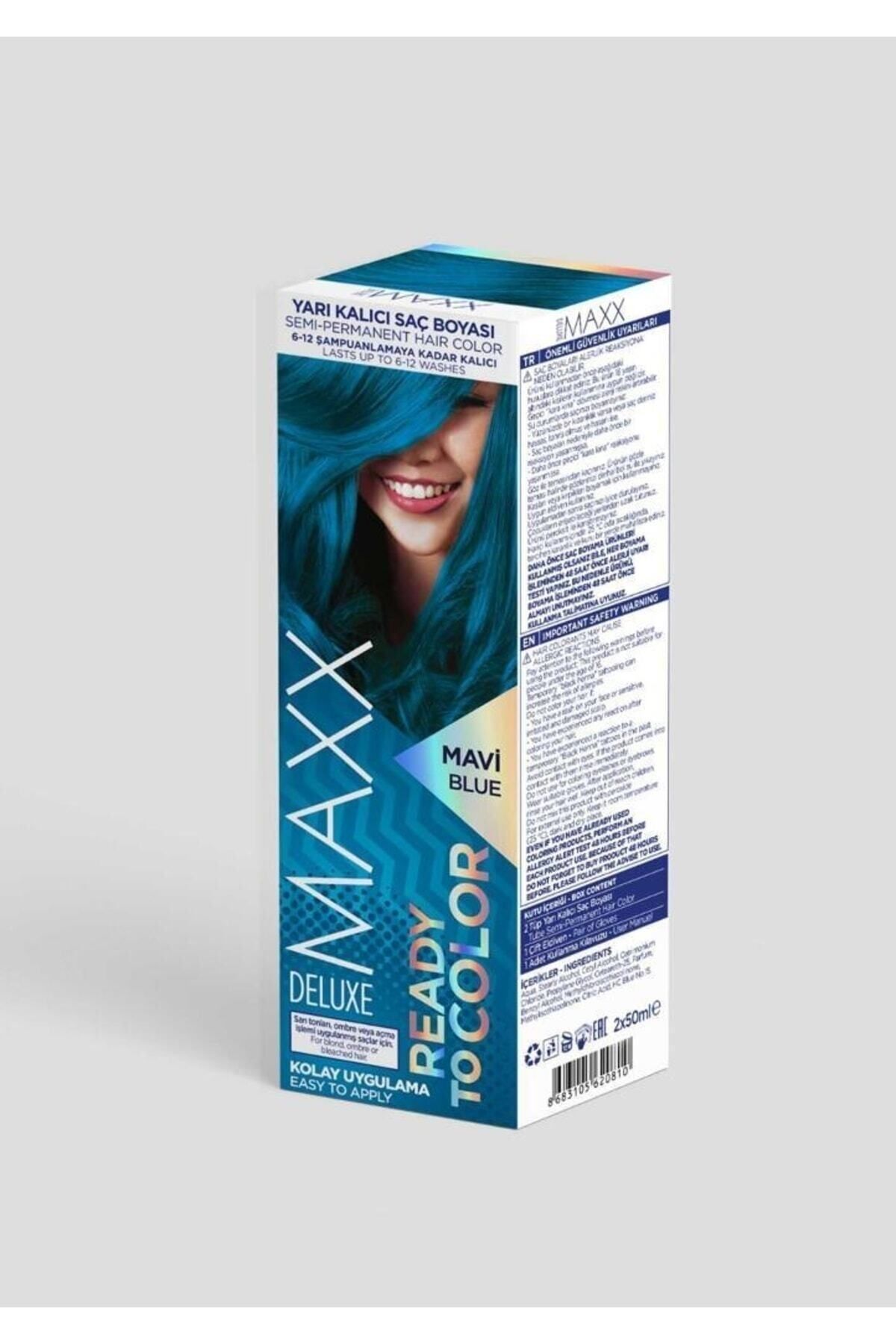 MAXX DELUXE Ready To Color Yarı Kalıcı Saç Boyası - Mavi