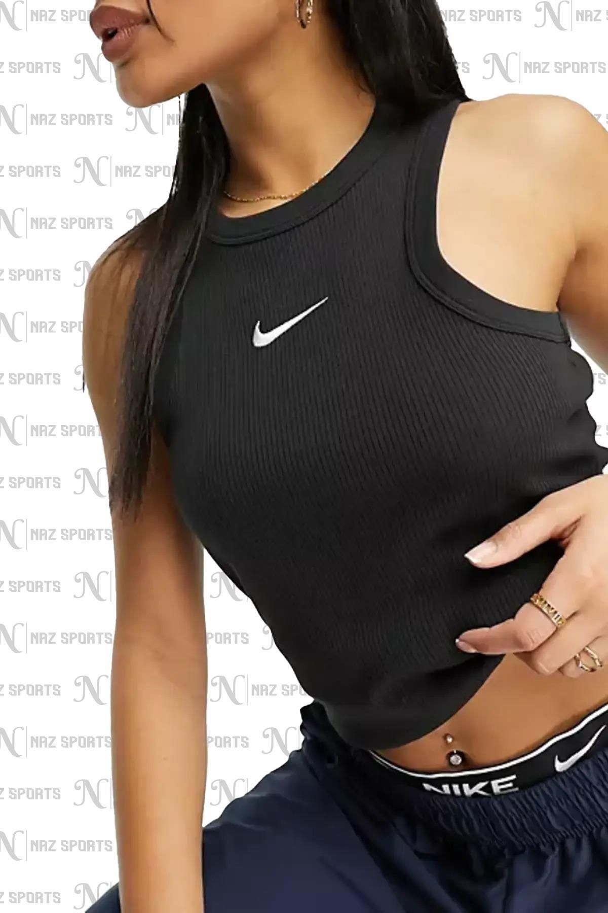 Nike Sportswear Trend Ribbet Tank Standart Kesim Siyah Kadın Spor Atleti