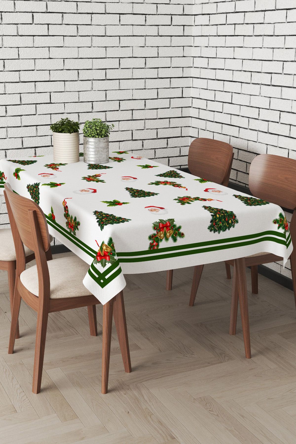 Çt Çeyizci Tekstil Yılbaşı Desenli Masa Örtüsü, Noel Masa Örtüsü, Dijital Christmas Noel Masa Örtüsü 120x160cm