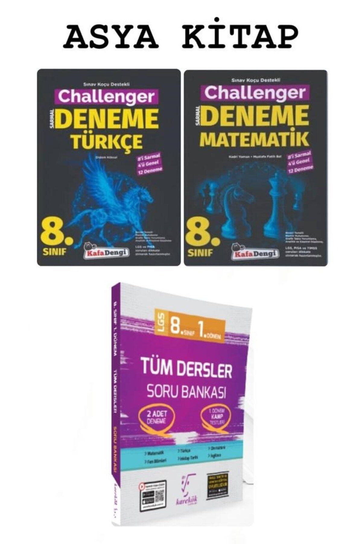 Altın Karma Yayınları 8.Sınıf Kafa Dengi Challenger Türkçe + Matematik Deneme + Karekök Tüm Dersler 1.Dönem Soru Bankası