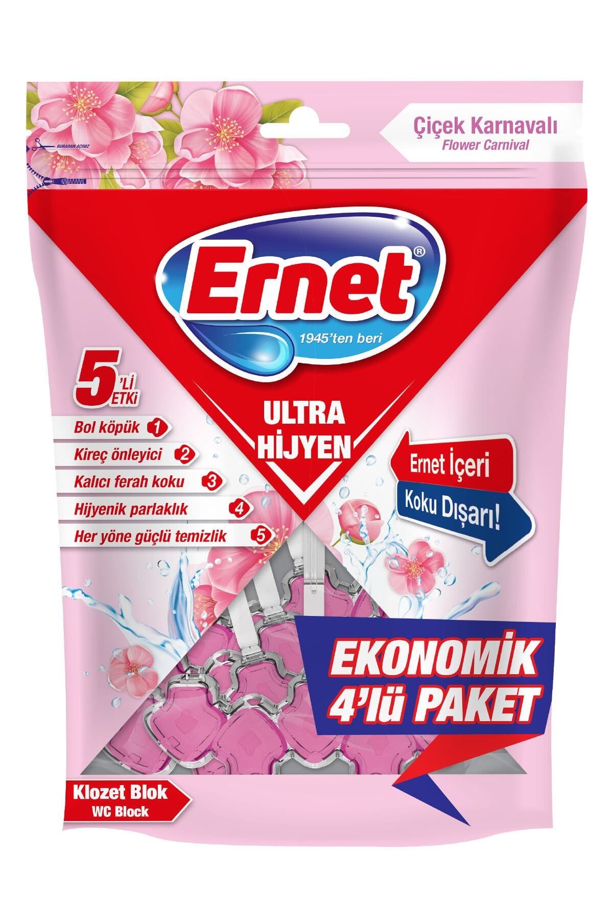 Ernet Ultra Hijyen Klozet Blok Çiçek Karnavalı 4x50 G