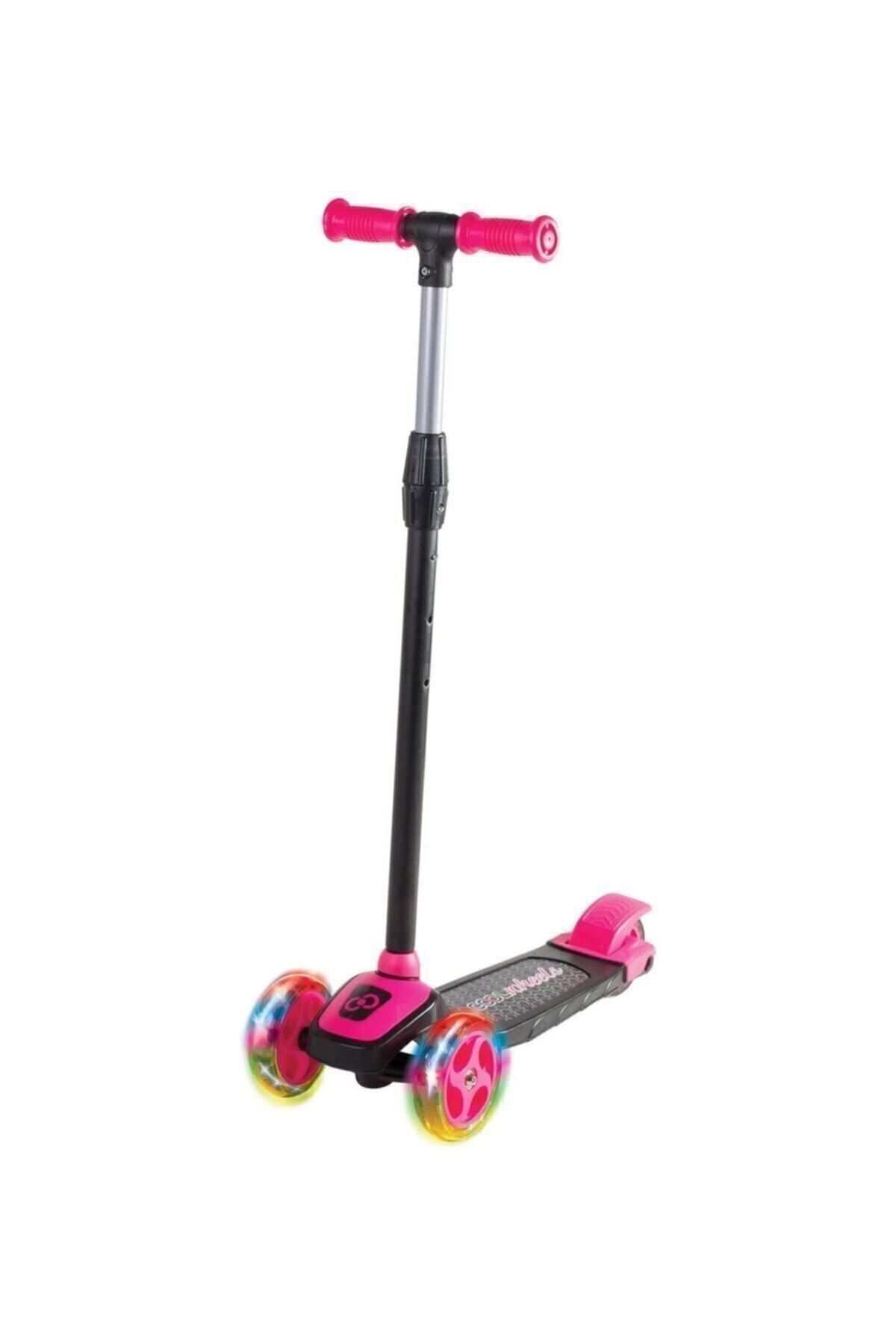 Furkan Oyuncak Kız Çocuk Pembe Cool Wheels Led Işıklı 3 Tekerlekli Yükseklik Ayarlı Twist Scooter