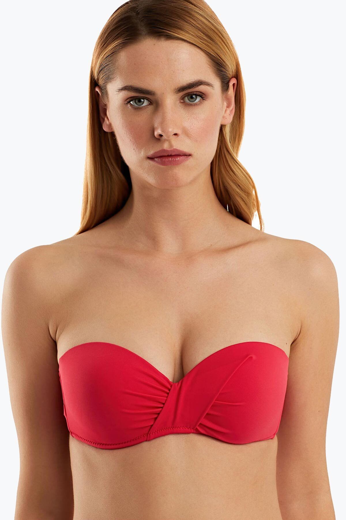 AYYILDIZ 63549 Kırmızı Straplez Bikini Üstü