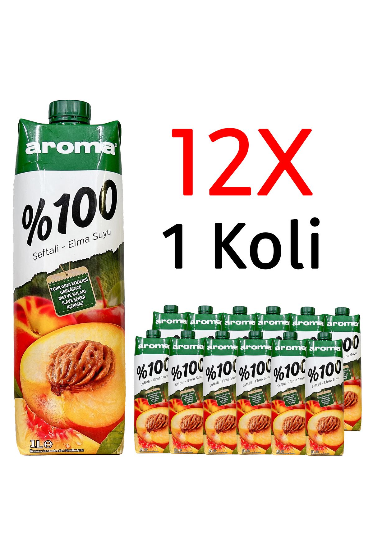 Aroma %100 Şeftali-Elma Meyve Suyu 1L 12 Adet