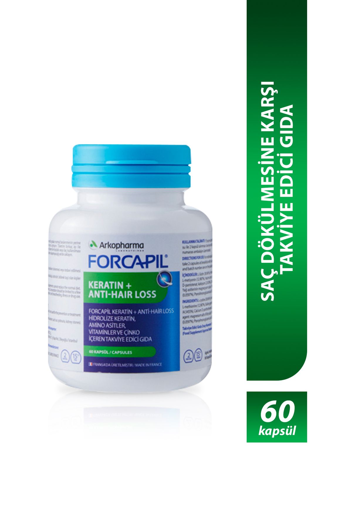 Arkopharma Forcapil® Keratin + Anti-hair Loss – Saç Dökülmesine Karşı Takviye Edici Gıda - 60 Kapsül