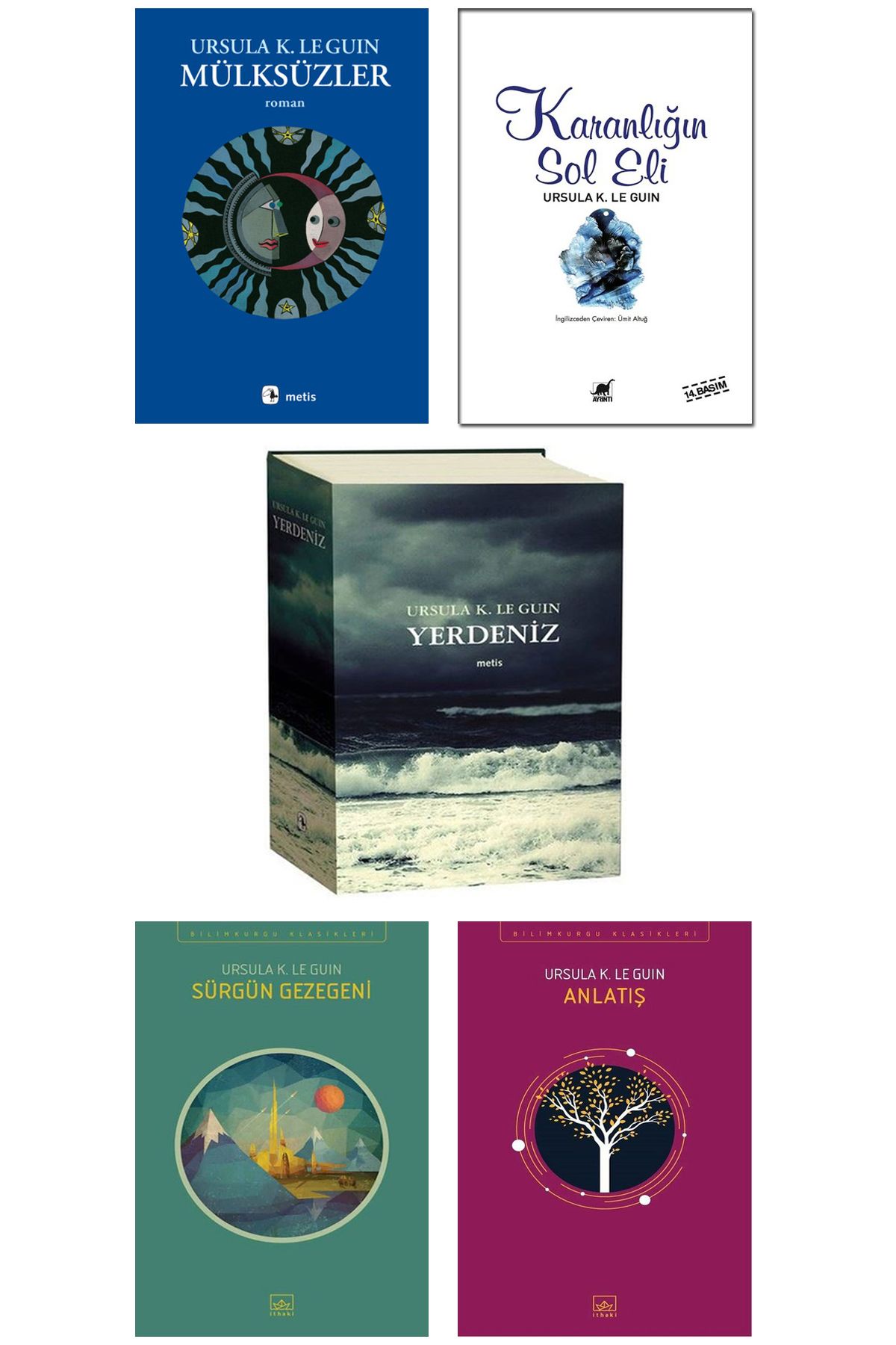 Metis Yayıncılık Yerdeniz Tek Cilt Mülksüzler Karanlığın Sol Eli Sürgün Gezegeni Anlatış Ursula K. LeGuin 5 Kitap Set