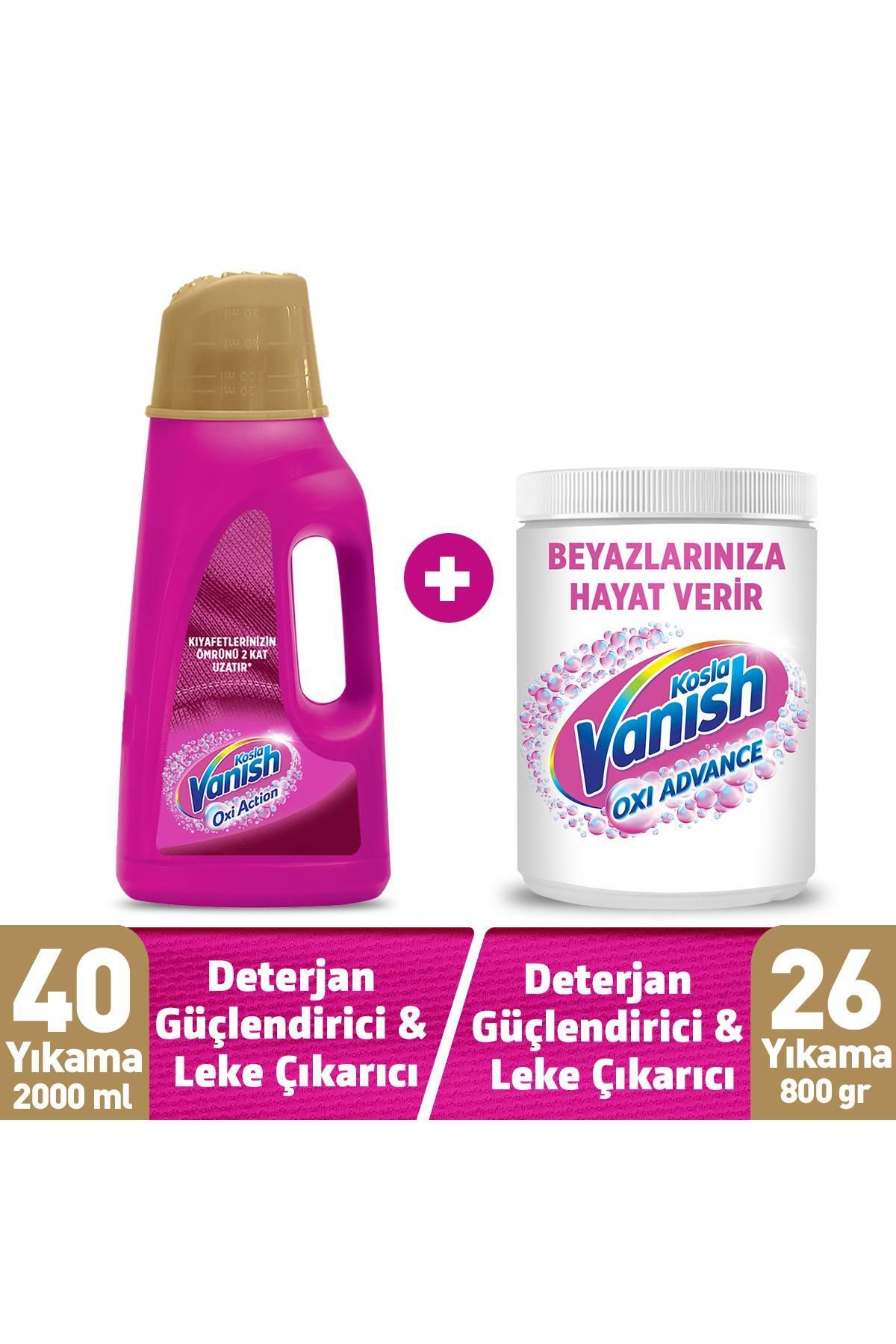 Vanish Kosla Multipower Renkliler için 2000 ml Sıvı & Beyazlar için 800 g Toz Leke Çıkarıcı