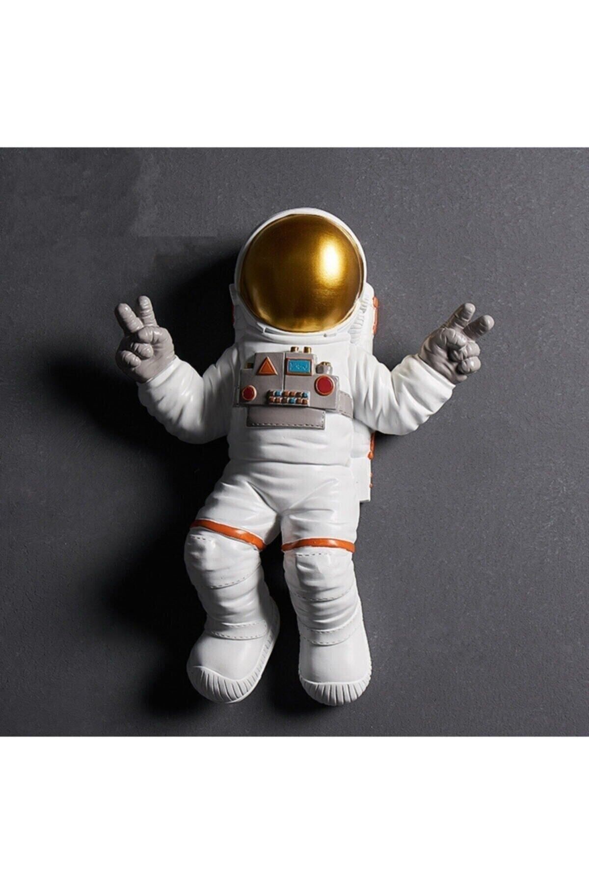 Tual Hobi Sanat Dekoromi Dekoratif Astronot Apollo Duvar Heykeli (47X35CM)