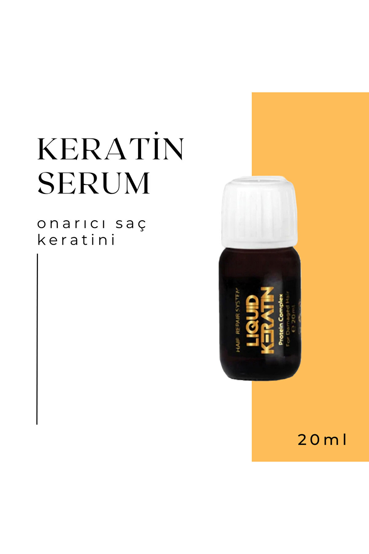 Liquid Keratin Onarıcı Saf Keratin Serum (20 ML) - Aşırı Yıpranmış Yanmış Kırık Saçlar Için Doğal Saç Keratini