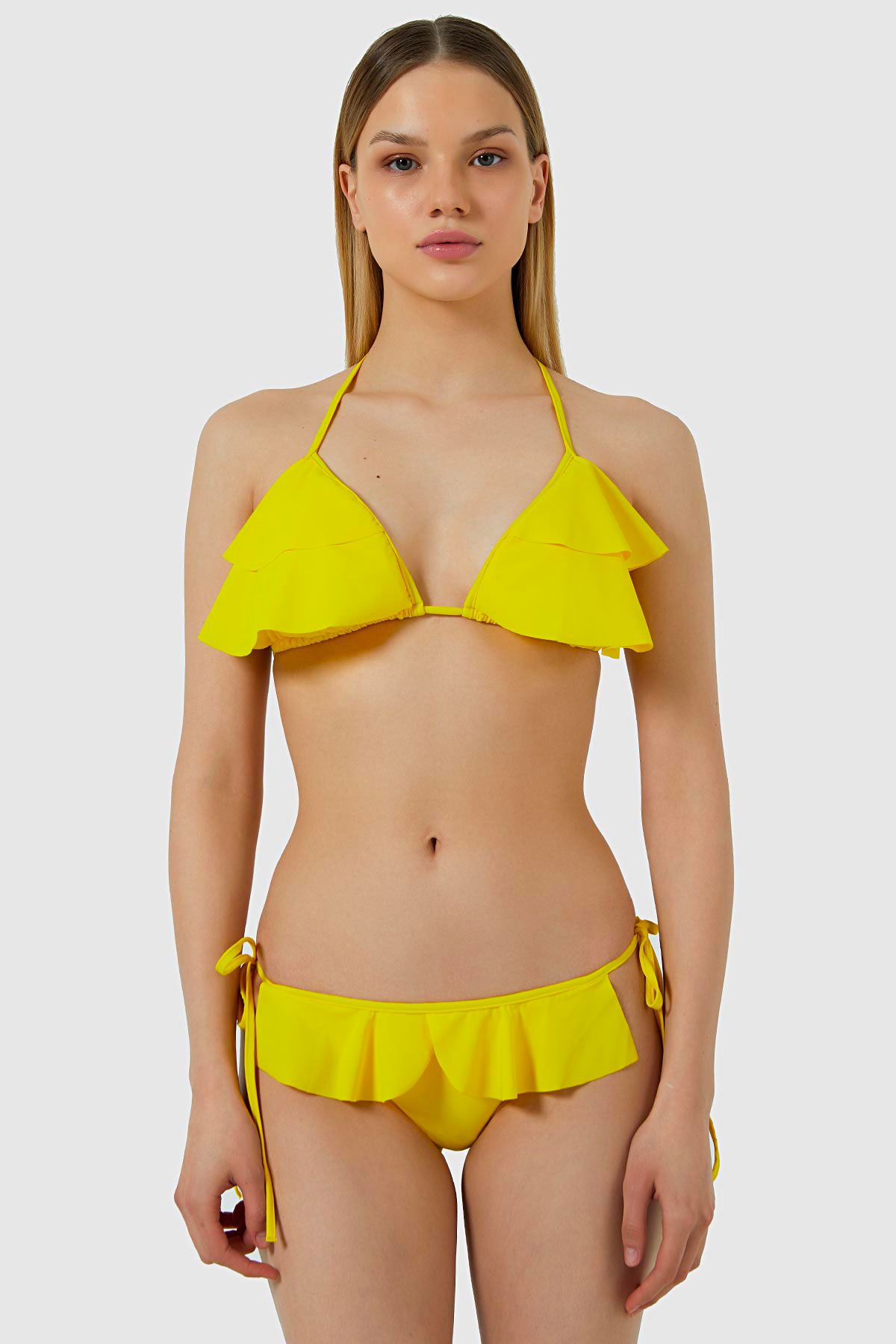 AYYILDIZ 5403 Sarı Fırfırlı Bikini Takımı
