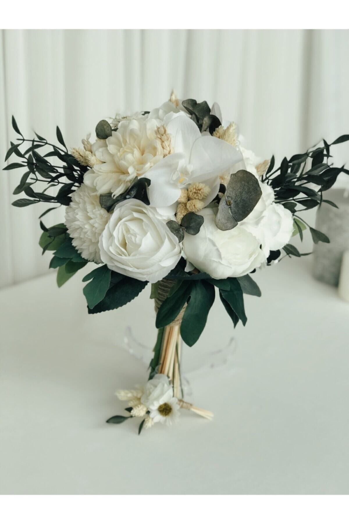 Almila Store Yeni Sezon Beyazın Büyüsü Gelin Buketi Ve Damat Yaka Çiçeği Yapay Çiçek Ve Şoklanmış Ot
