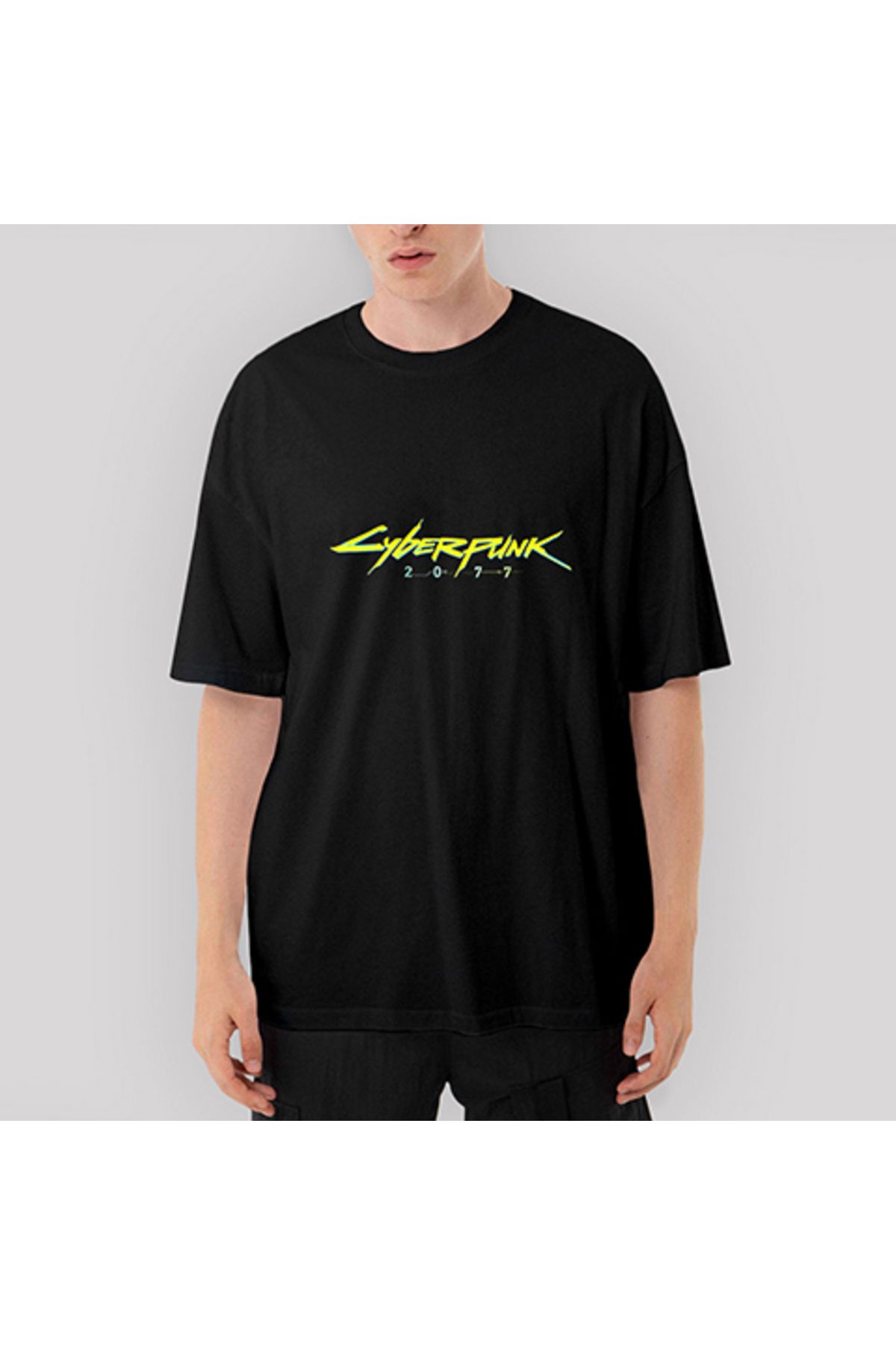 Tomris Hatun Cyberpunk 2077 Logo Oversize Siyah Tişört XL