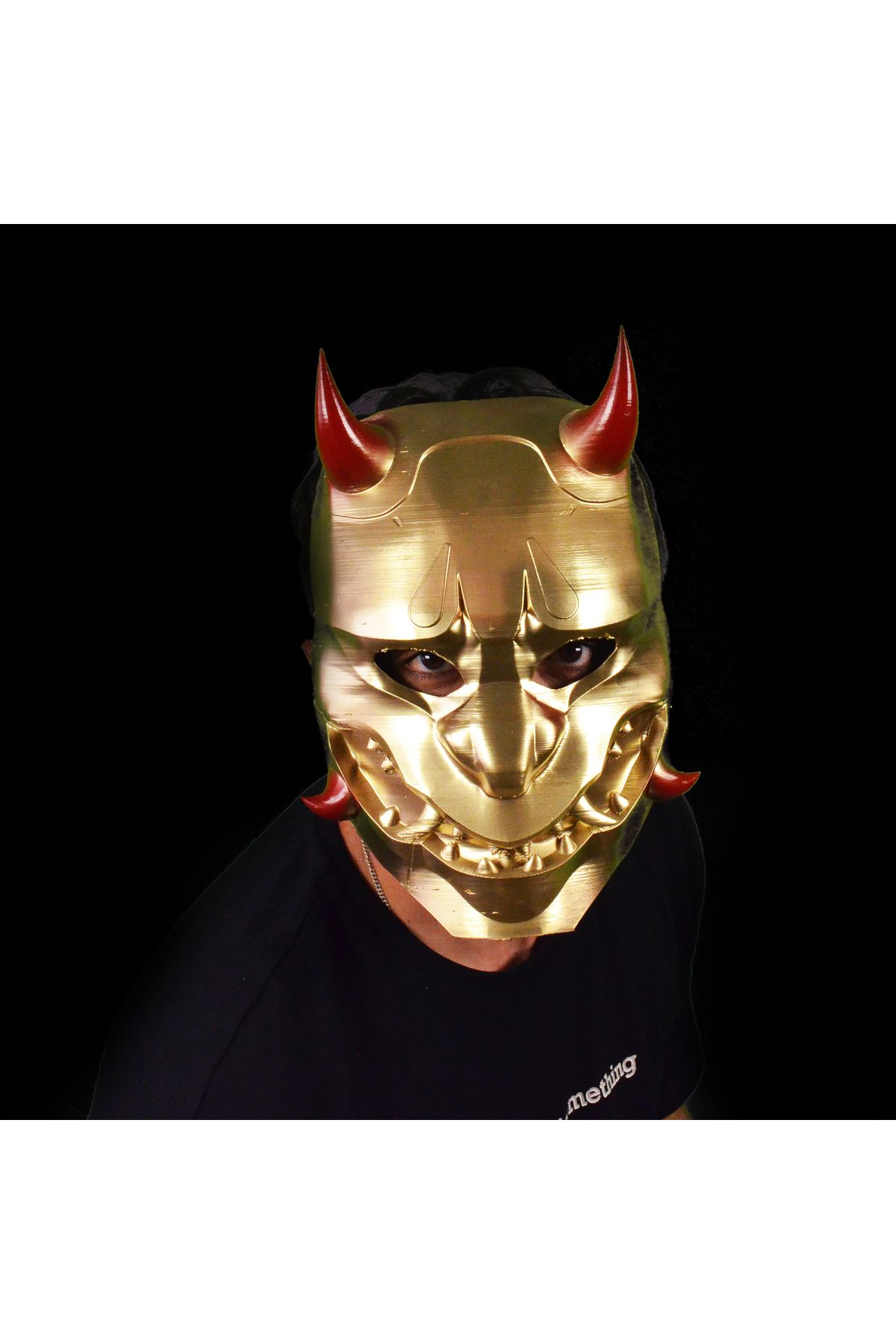 Fume Design Samuray Şeytan Kostüm Yüz Maskesi Kostüm Ayarlanabilir Şeytan Yüz Maskesi