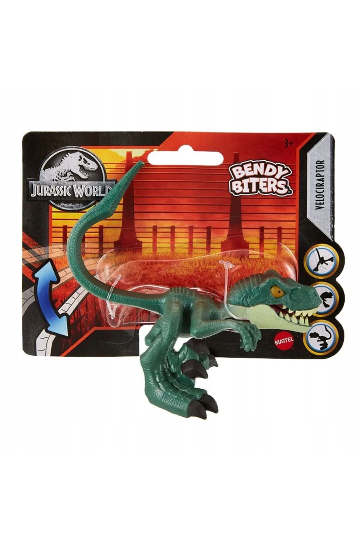 Jurassic World Dinozor Figür Velociraptor Bendy Biters Mattel Lisanslı Oyuncak