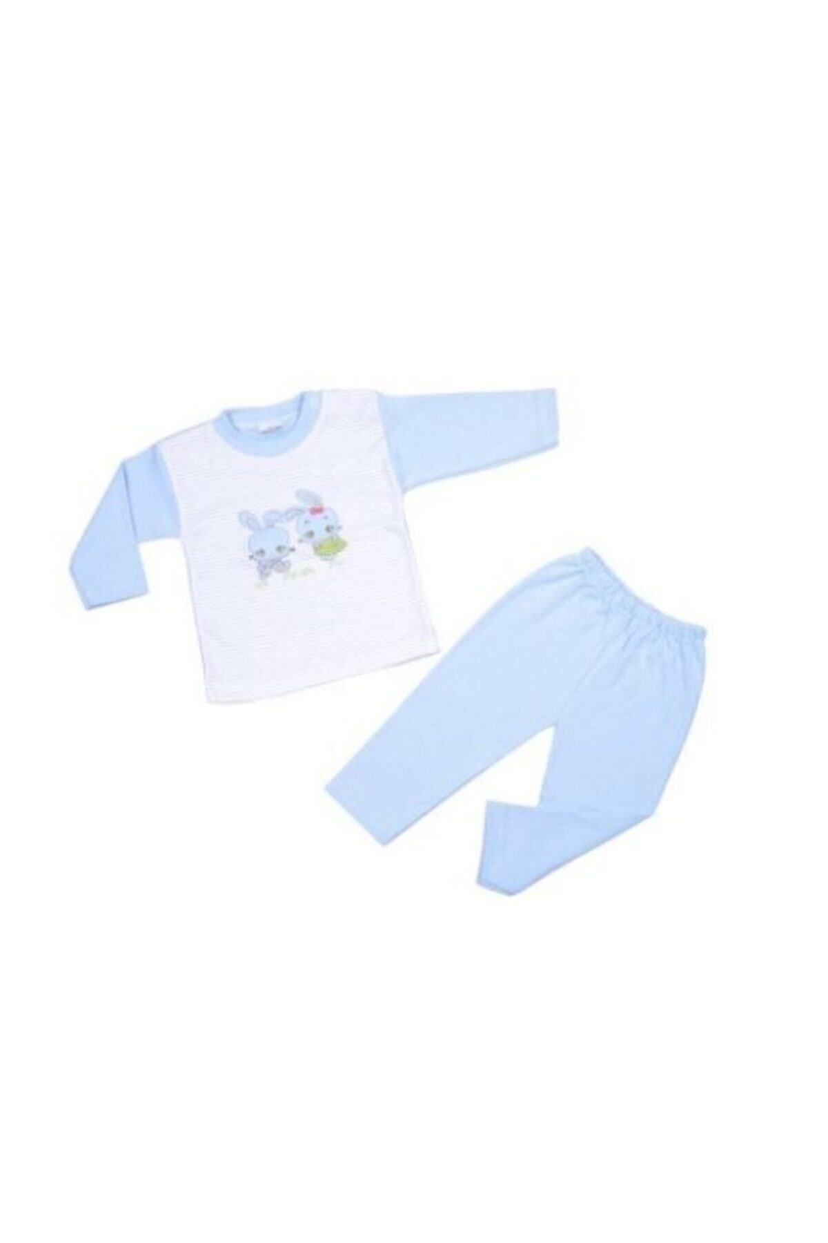 ayyıldız bebe Unisex Bebek Mavi Tavşan Desenli Takımı
