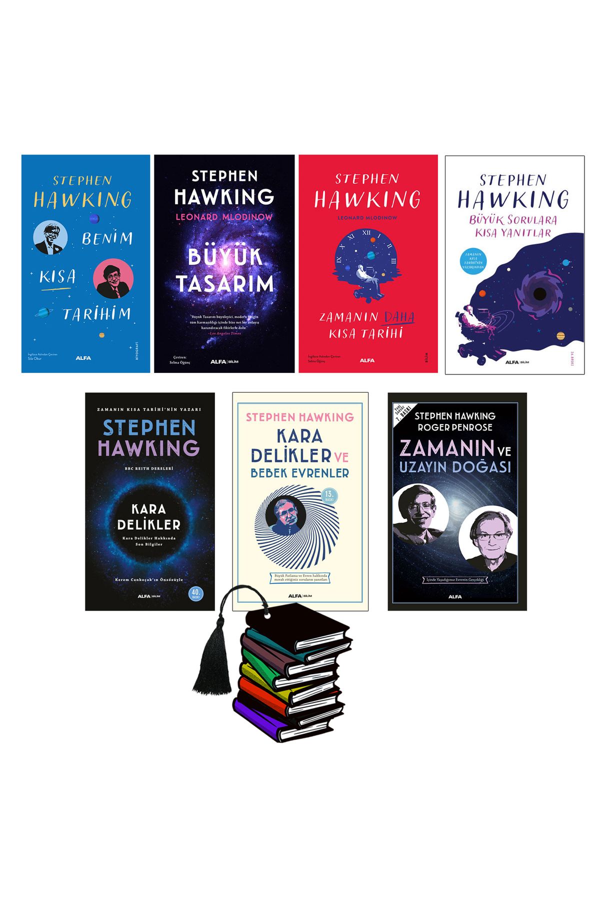 Alfa Yayınları Stephen Hawking -7kitap- Benim Kısa Tarihim - Büyük Tasarım - Kara Delikler -zamanın daha kısa tarih