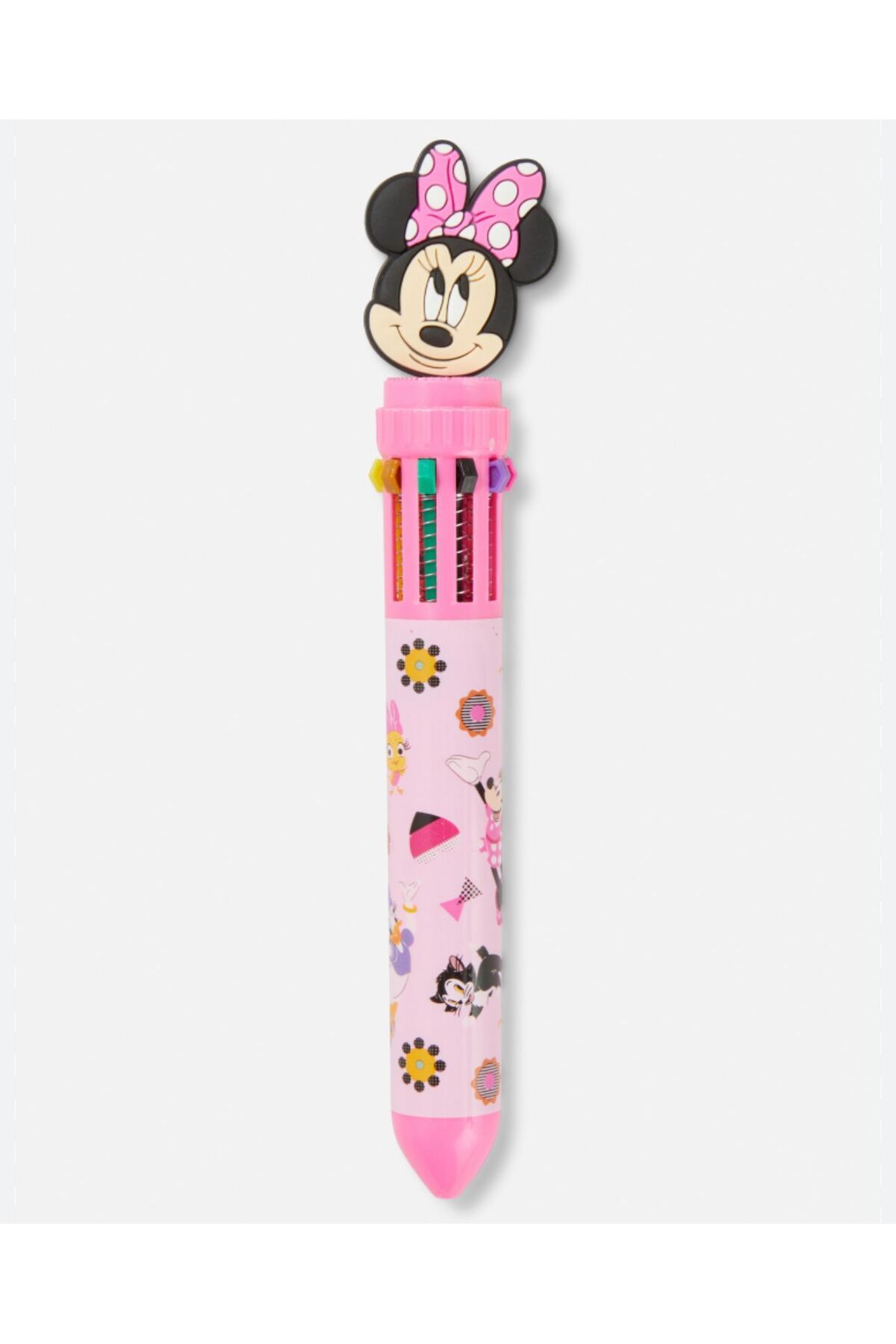 QUEEN AKSESUAR İthal lüks Disney 3d minnie mouse çok renkli tükenmez kalem 10 renk boya seti pembe