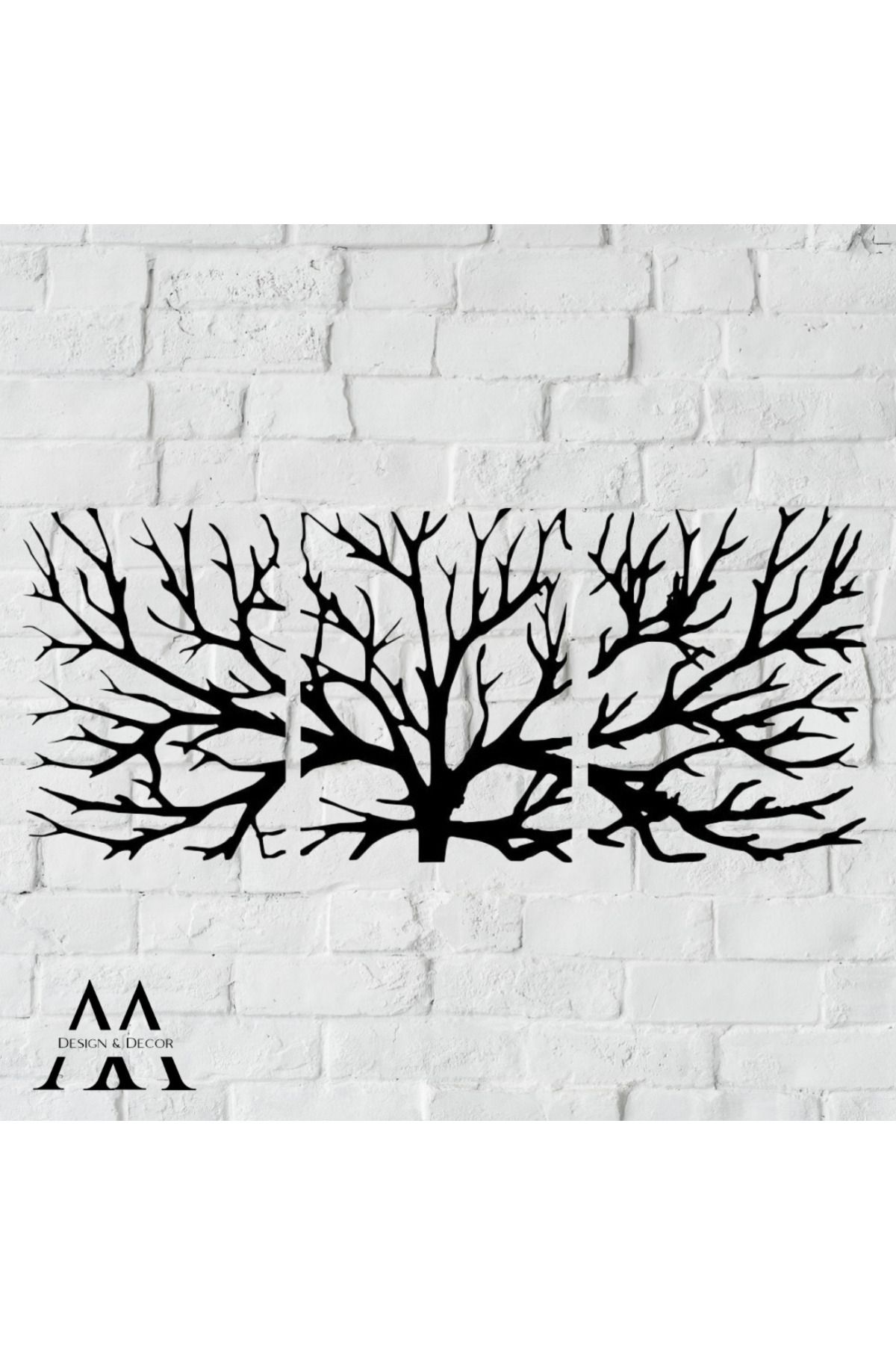 M Design Decor 3D Baskı Yaşam Ağacı Duvar Tablosu 3’lü Siyah