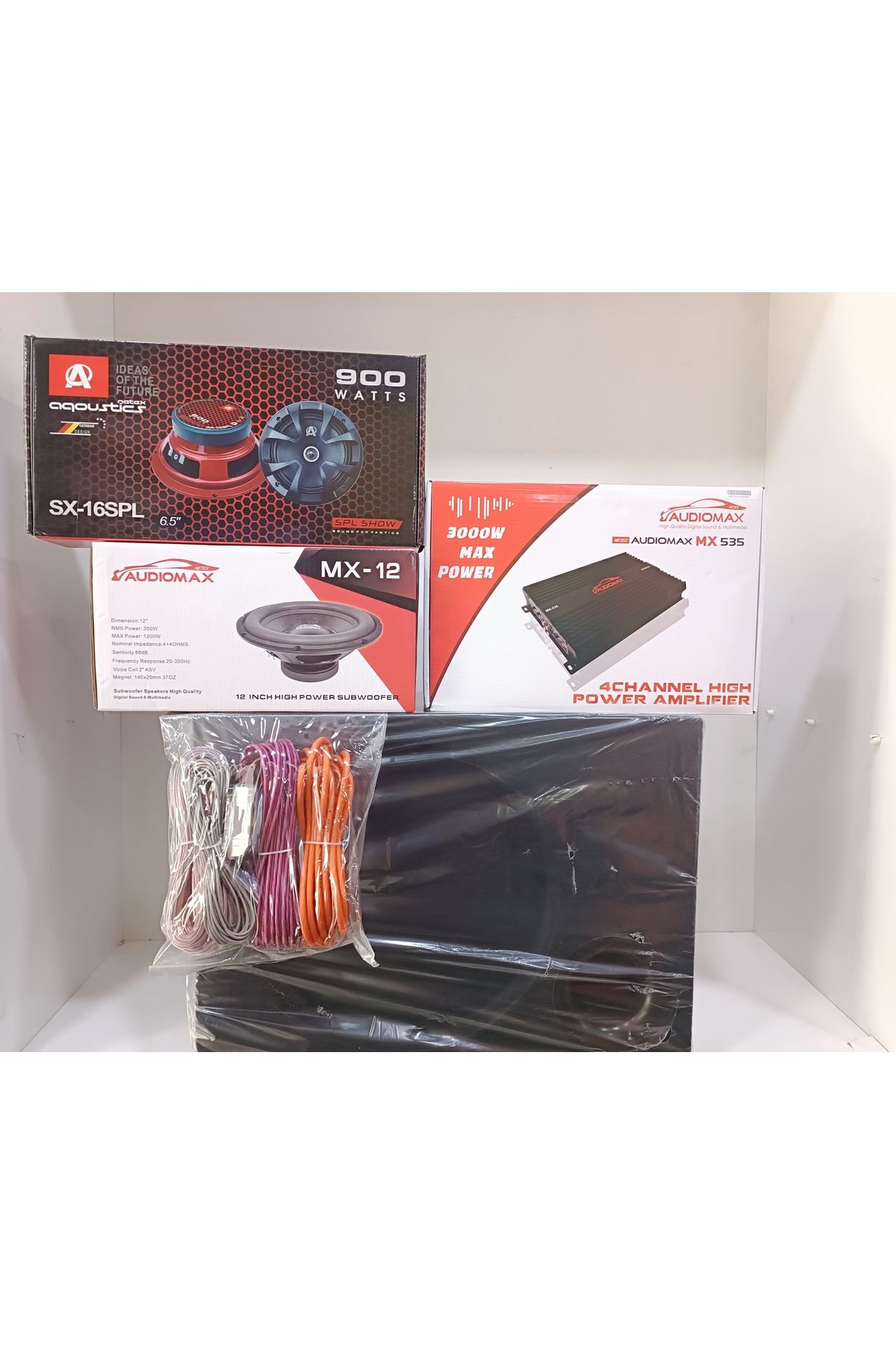 Audiomax AUDIOMAX AQOUSTİCS SET BAS-AMFİ- MİDRANGE-KABLO SETİ