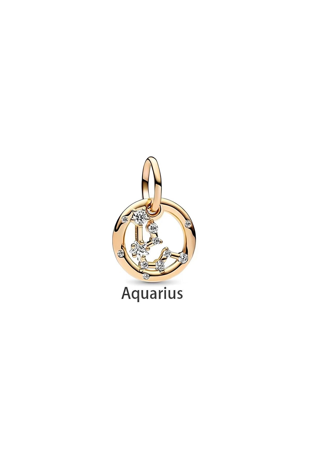 Zarif Design Kova (Aquarius) Burcu Gold Sallantılı Charm