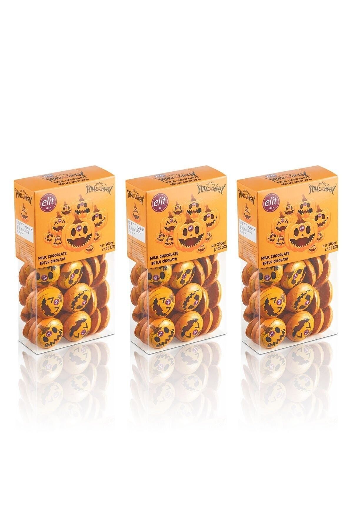 Elit Çikolata Halloween Emoji Sütlü Çikolata 200g 3'lü Set (3X200G) Glutensiz