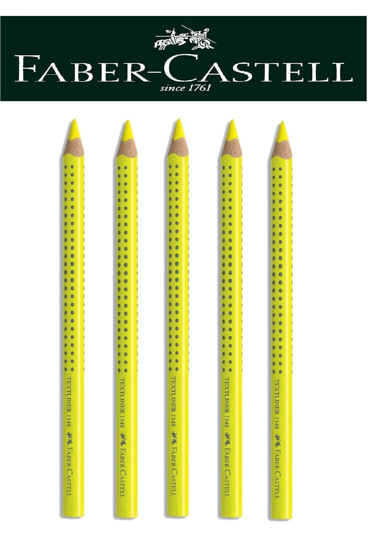 Faber Castell Ahşap Gövdeli Sarı Renk Fosforlu Kalem 5'li Set