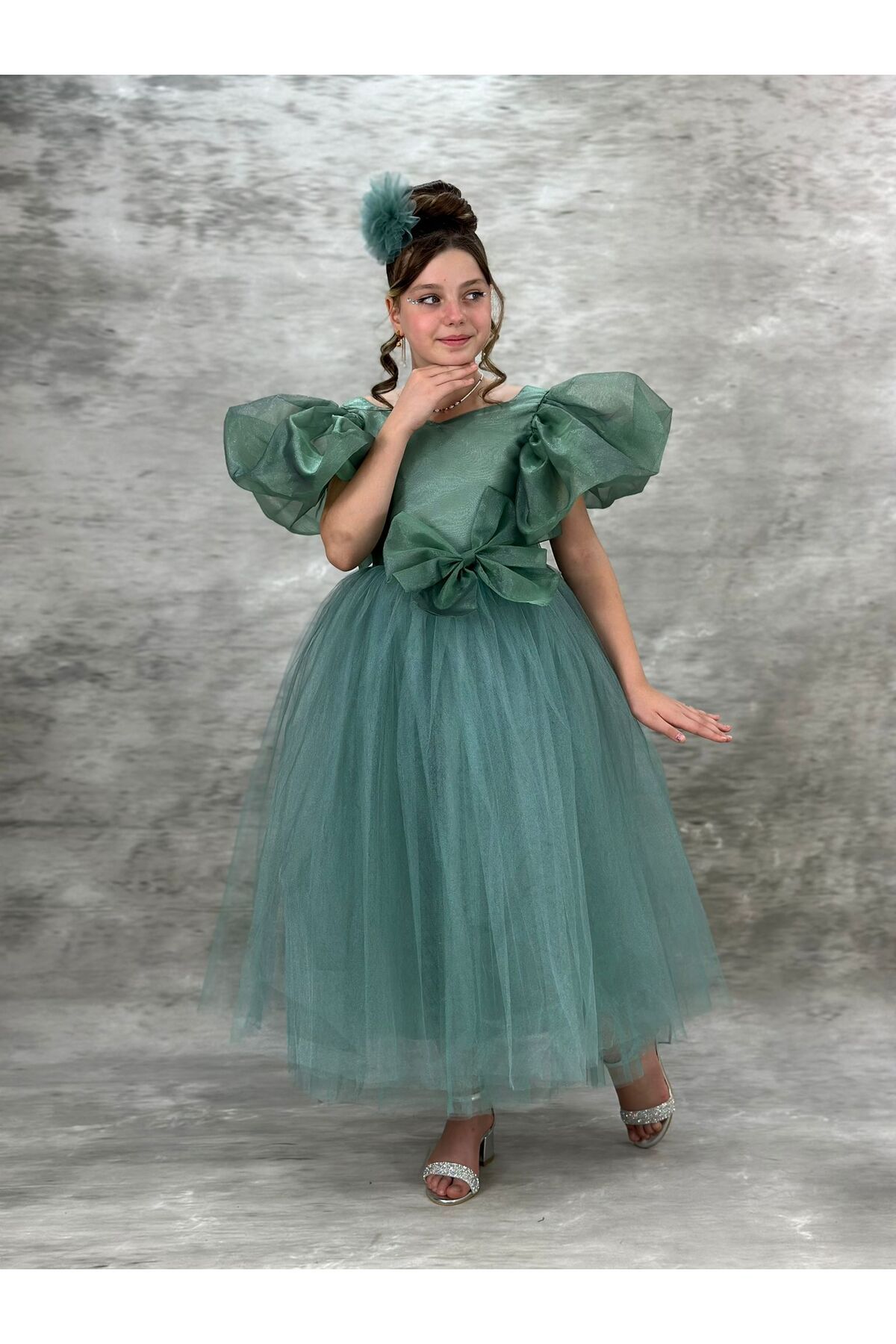 Pumpido Prenses Model Kurdeleli Kız Çocuk Elbise
