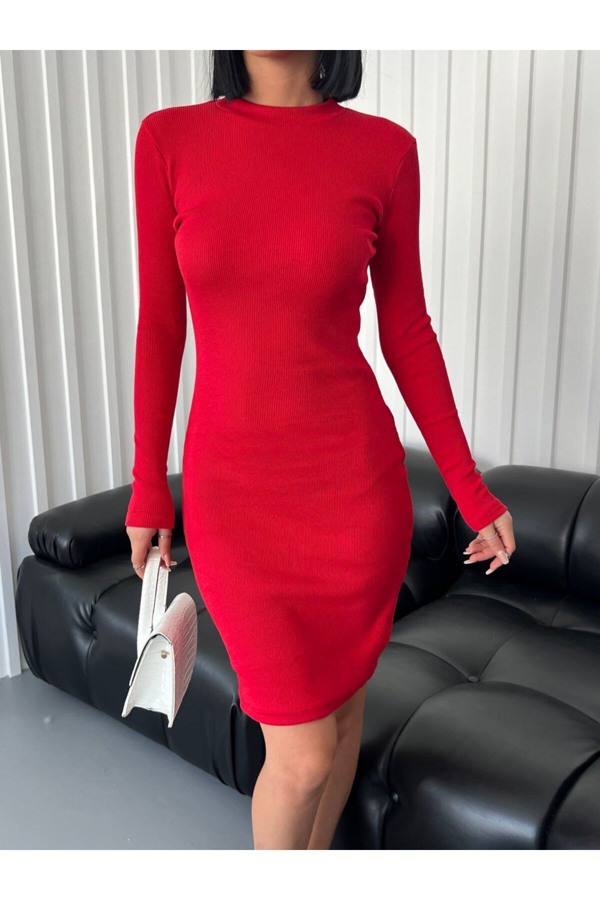 Gofeel Atelier Kırmızı Uzun Kol Kaşkorse Elbise Outdoor Streetwear Y2K GOFEEL