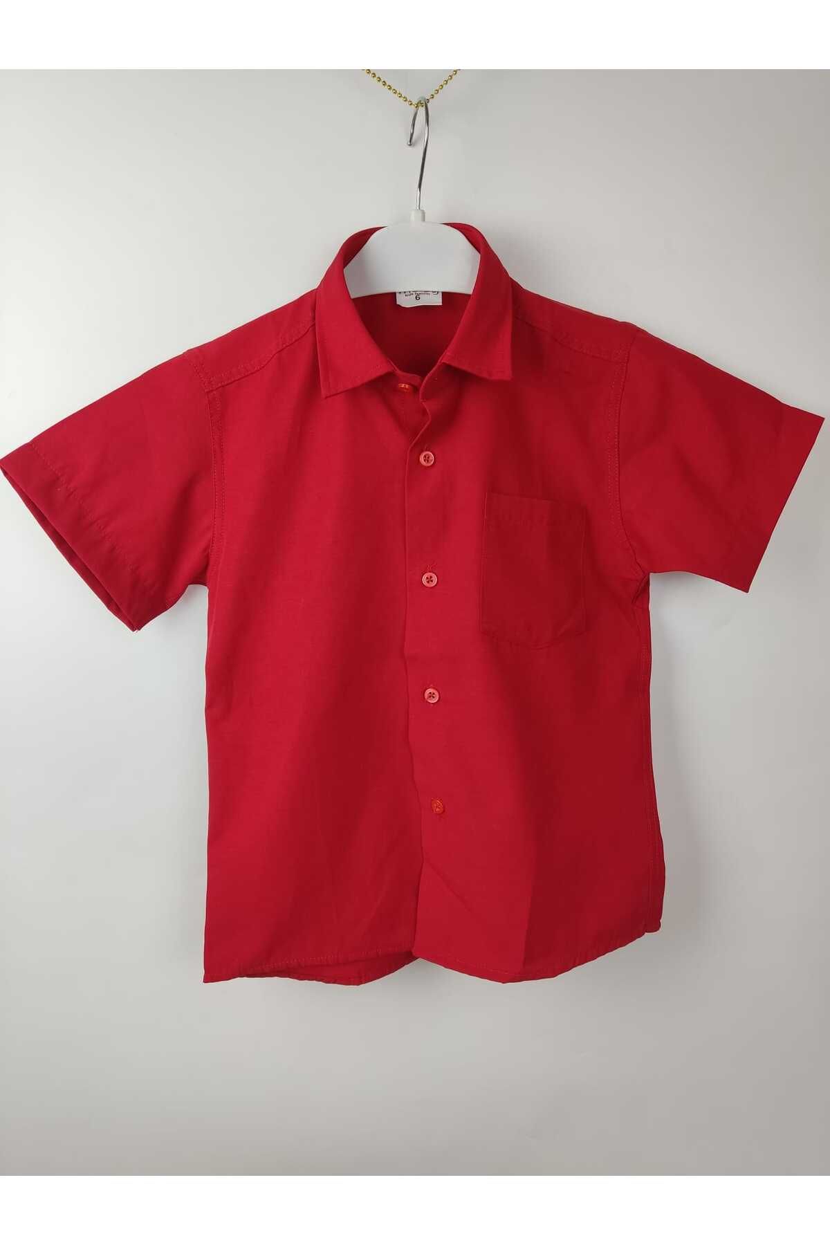 wmını Erkek Çocuk Kısa Kol Kırmızı Renk Gömlek 23 Nisan 29 Ekim 19 Mayıs Gösteri Mezuniyet