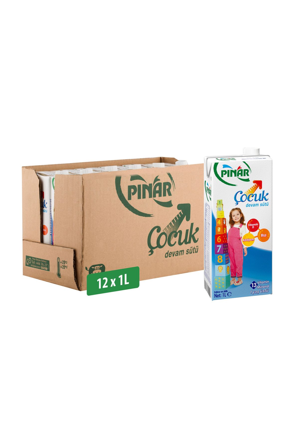 Pınar Çocuk Devam Sütü 1 lt x 12 Adet