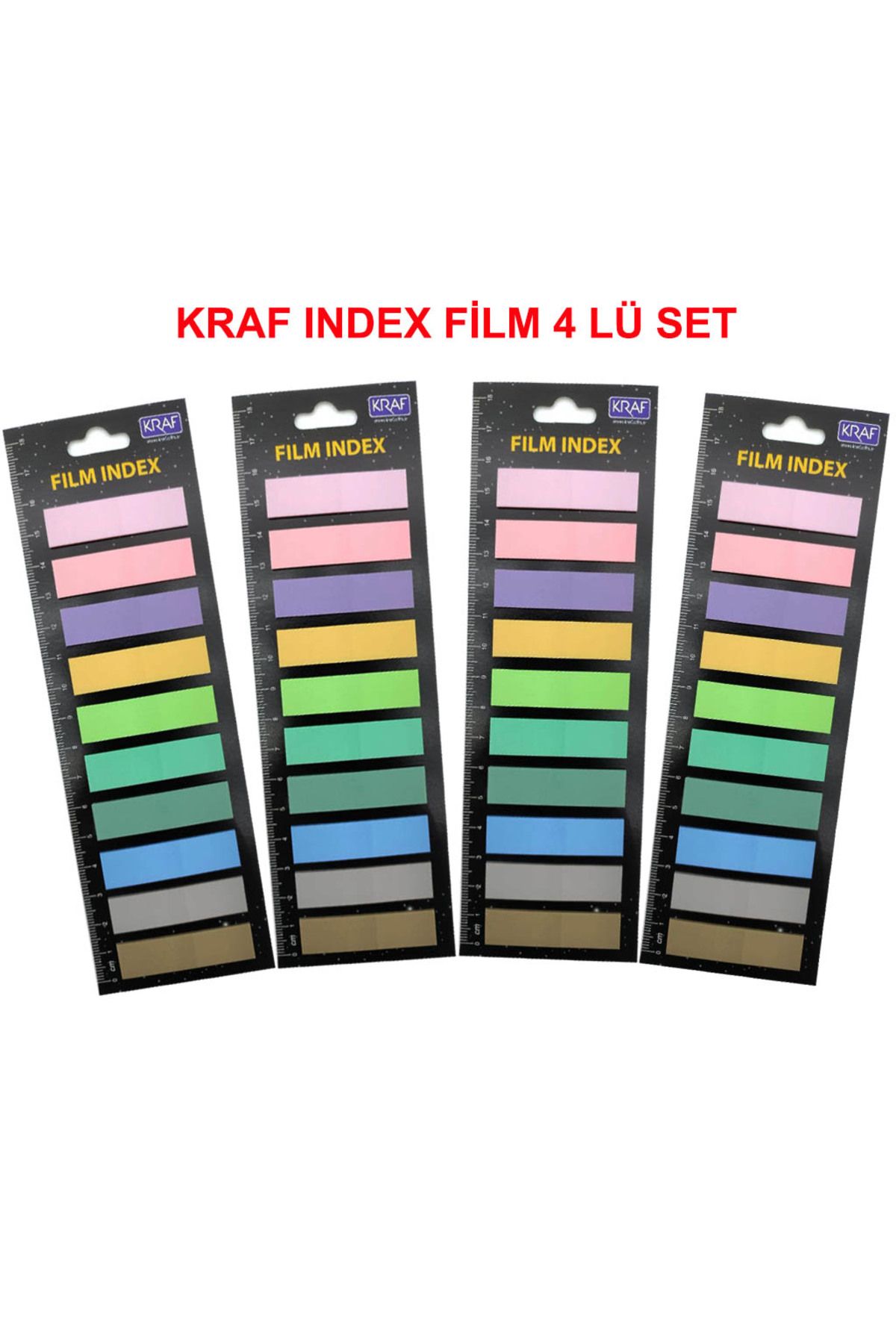 KRAF Index Fılm (PP) 12x44mm düz Şekilli 10 Renk* 20yp 4 lü set