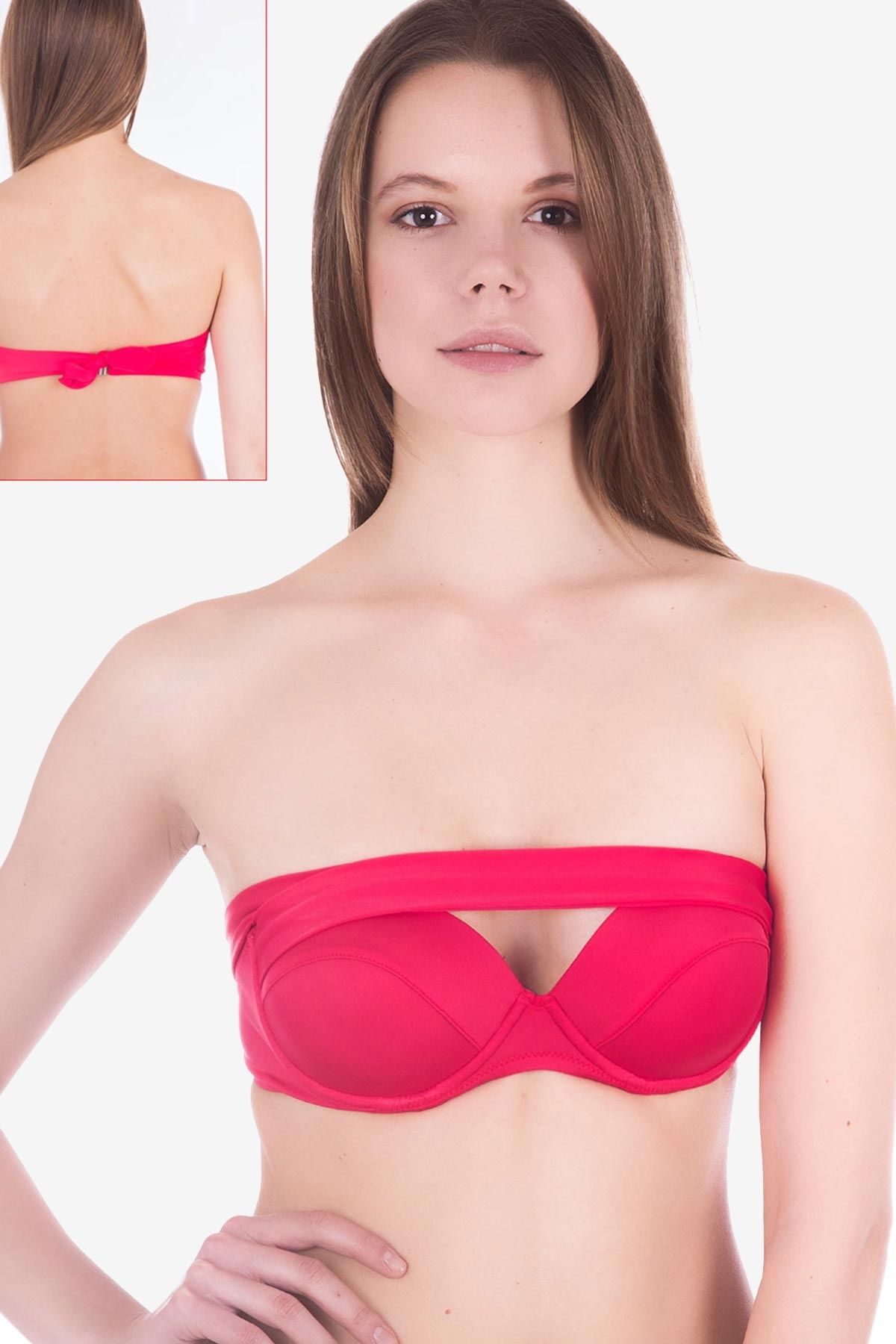 AYYILDIZ 63551 Kırmızı 6 Şekilde Bağlamalı Bikini Üstü
